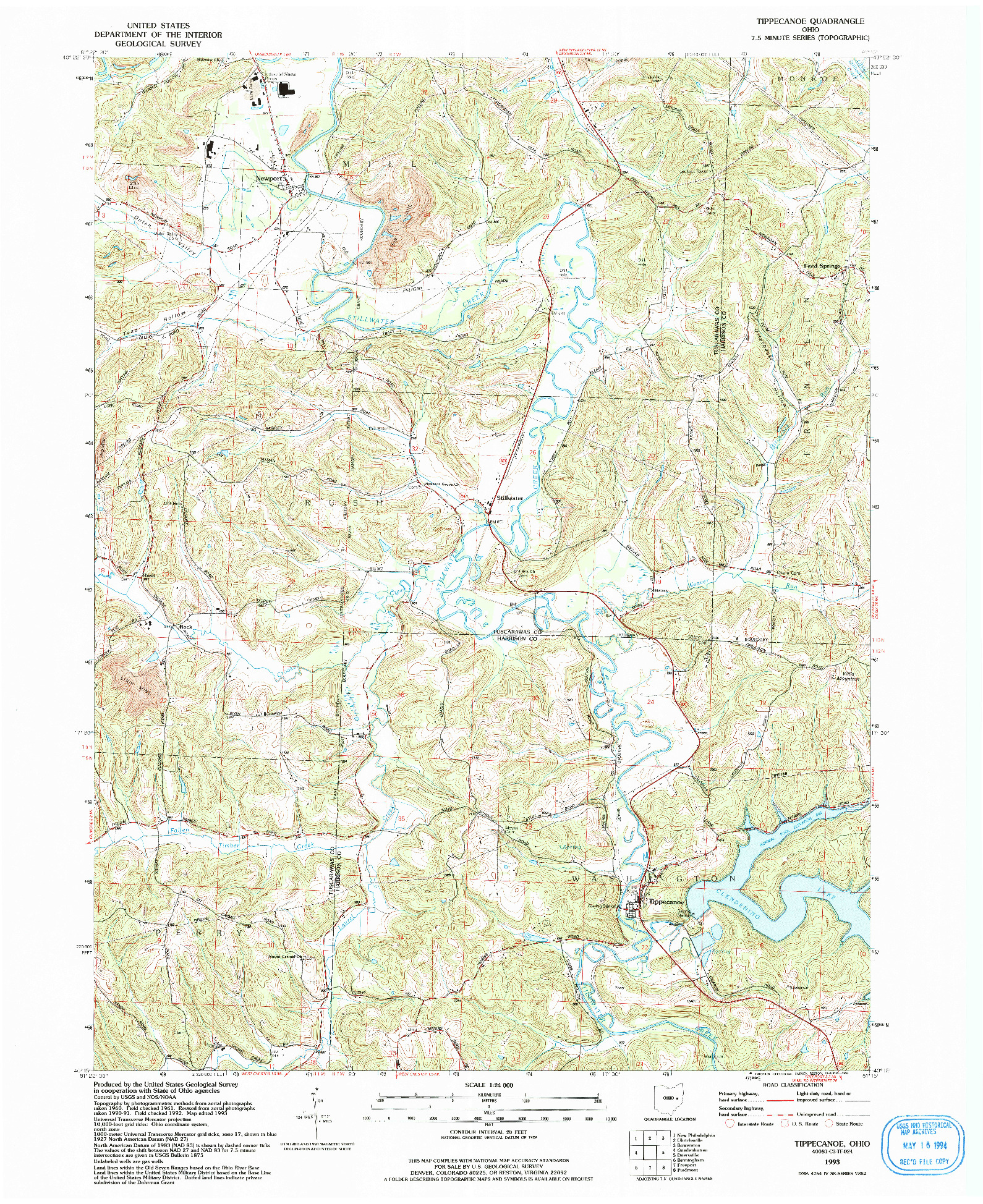 USGS 1:24000-SCALE QUADRANGLE FOR TIPPECANOE, OH 1993