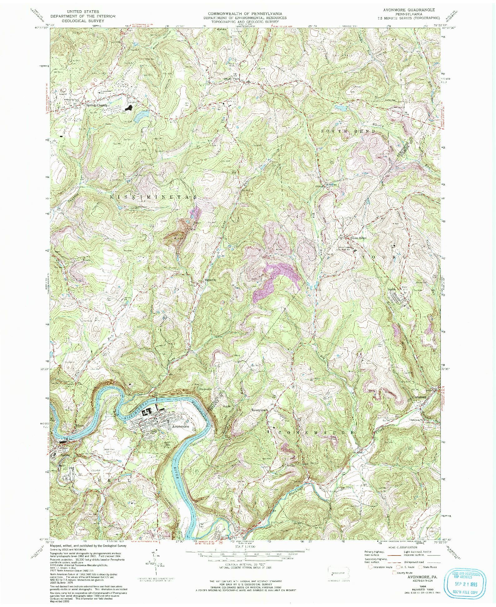 USGS 1:24000-SCALE QUADRANGLE FOR AVONMORE, PA 1964