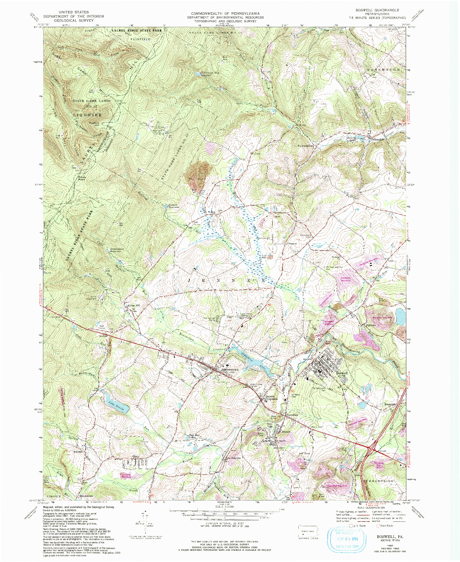 USGS 1:24000-SCALE QUADRANGLE FOR BOSWELL, PA 1967