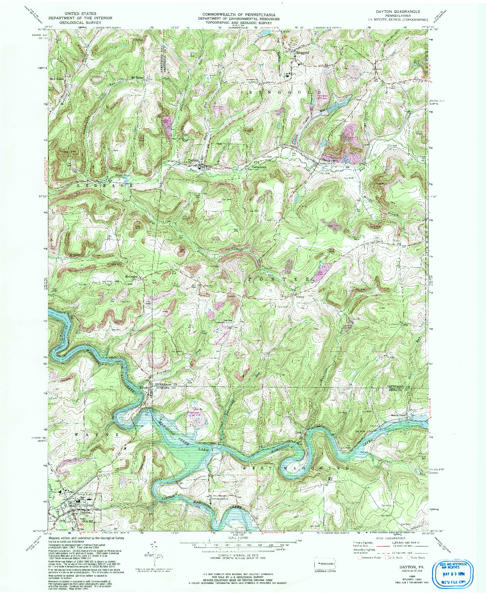 USGS 1:24000-SCALE QUADRANGLE FOR DAYTON, PA 1968