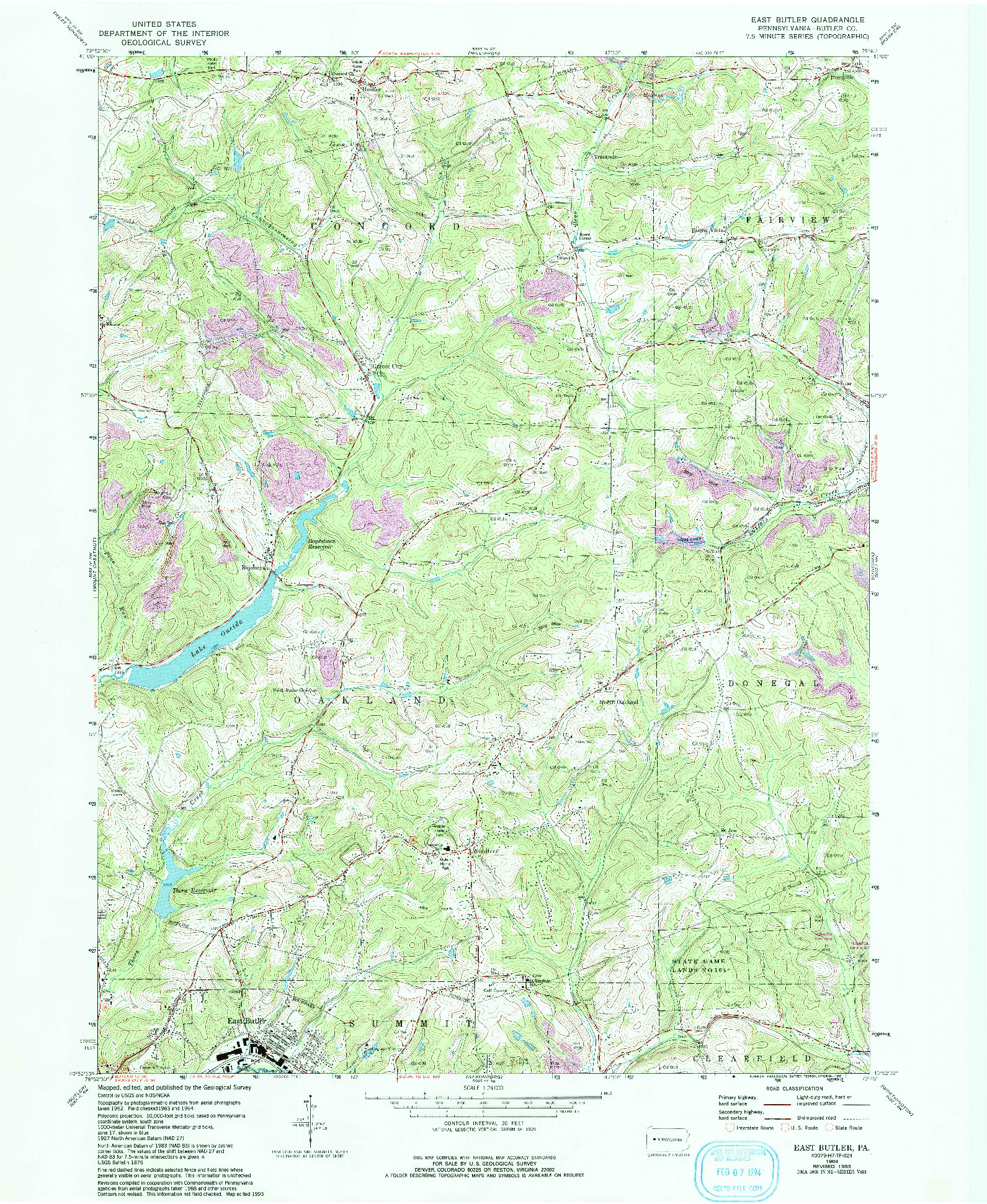 USGS 1:24000-SCALE QUADRANGLE FOR EAST BUTLER, PA 1964