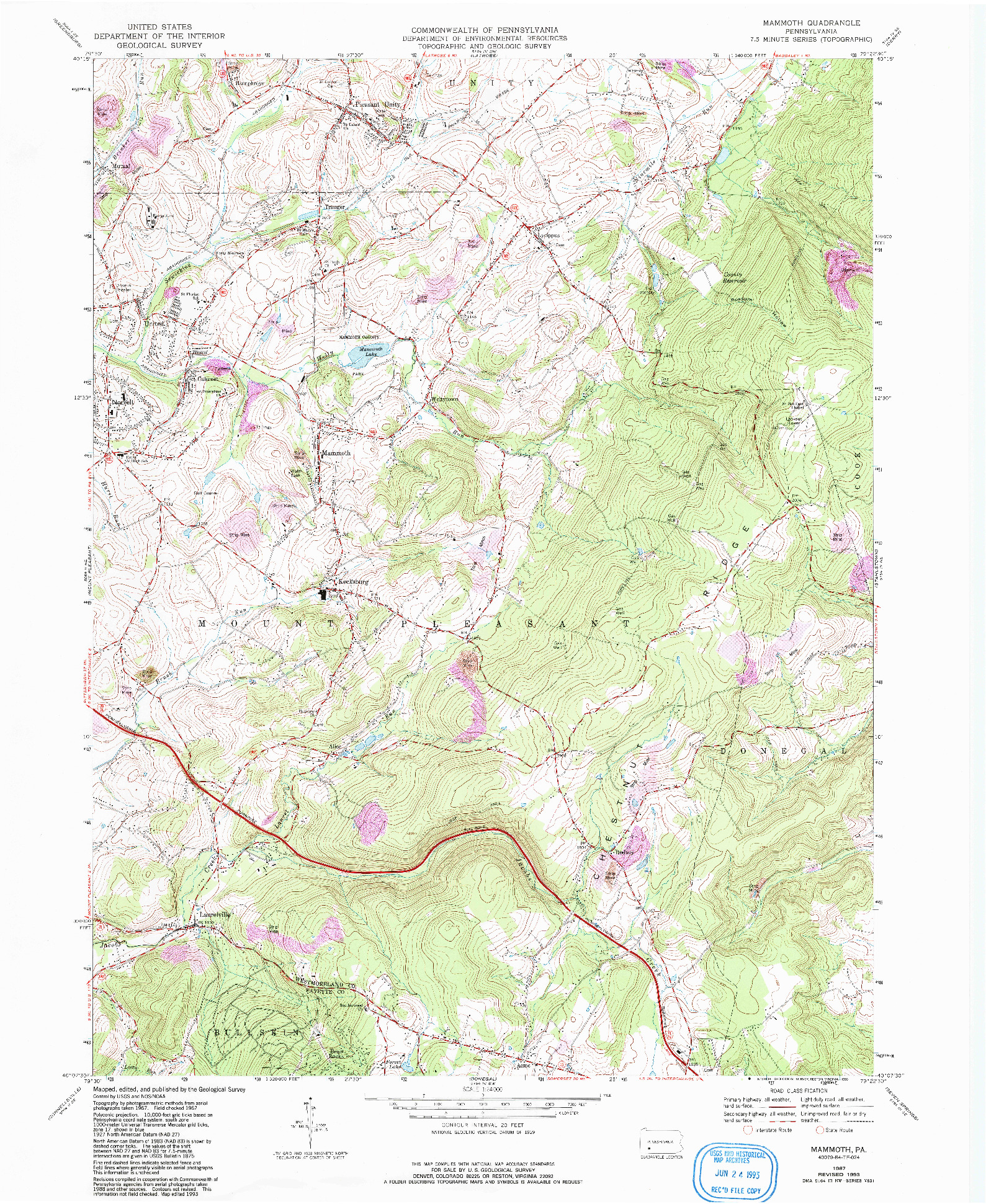 USGS 1:24000-SCALE QUADRANGLE FOR MAMMOTH, PA 1967