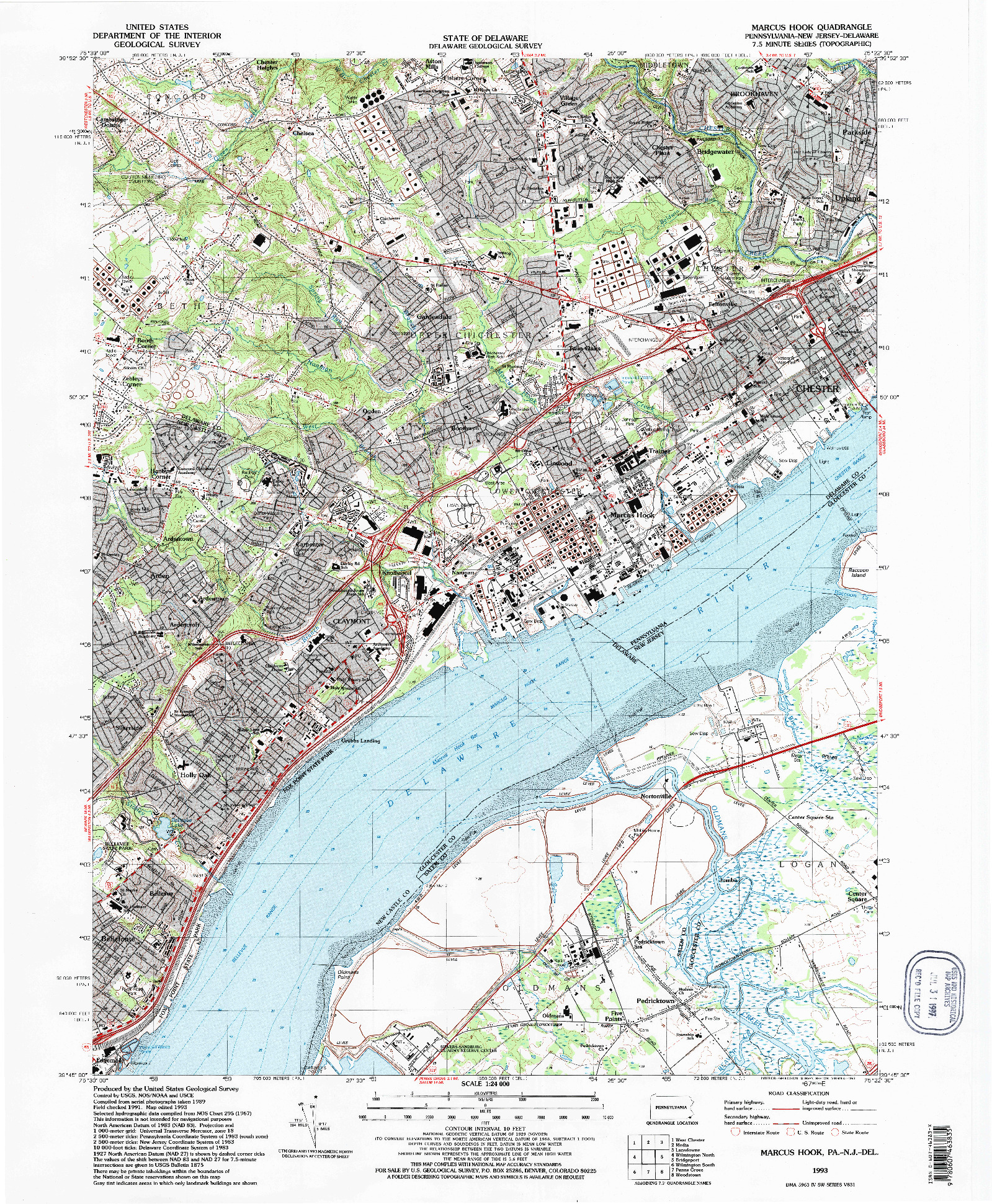 USGS 1:24000-SCALE QUADRANGLE FOR MARCUS HOOK, PA 1993