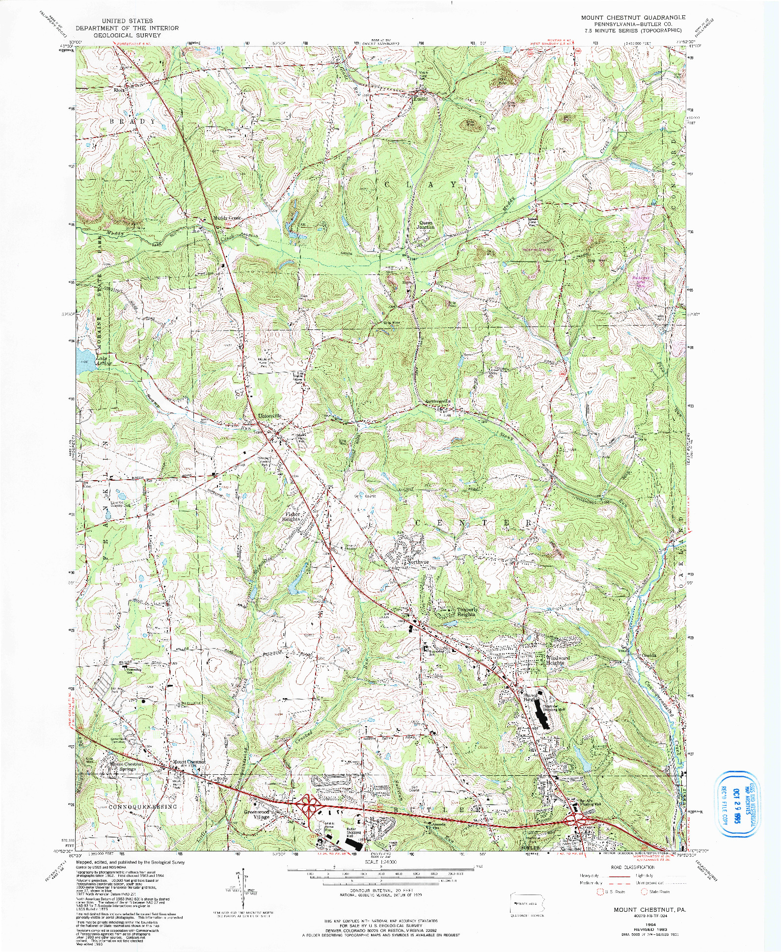 USGS 1:24000-SCALE QUADRANGLE FOR MOUNT CHESTNUT, PA 1964