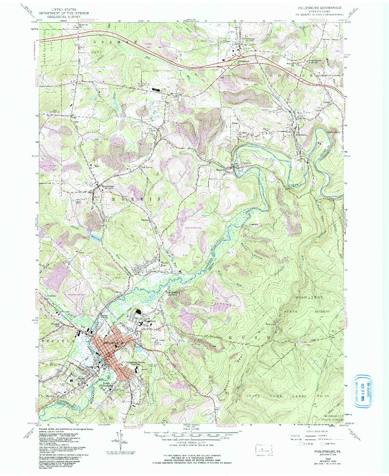 USGS 1:24000-SCALE QUADRANGLE FOR PHILIPSBURG, PA 1959