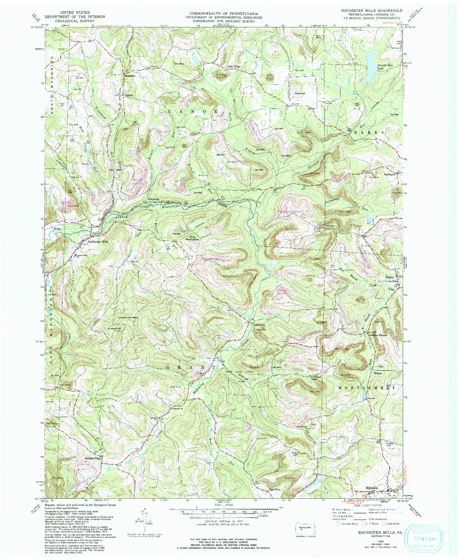 USGS 1:24000-SCALE QUADRANGLE FOR ROCHESTER MILLS, PA 1968