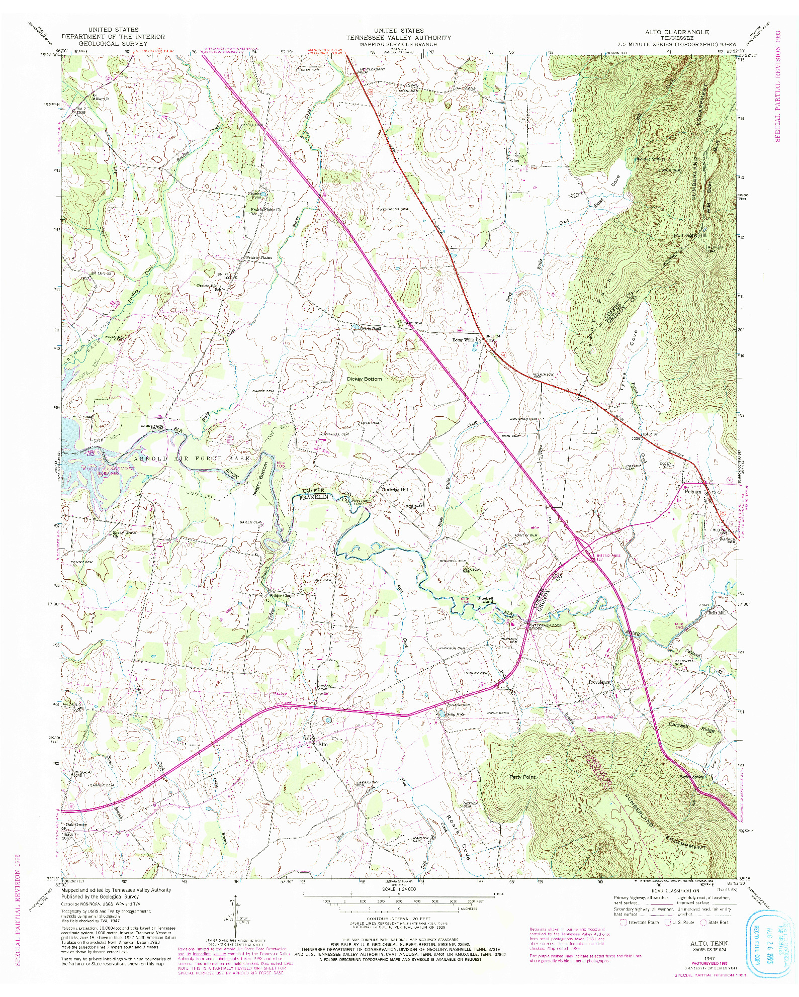 USGS 1:24000-SCALE QUADRANGLE FOR ALTO, TN 1947