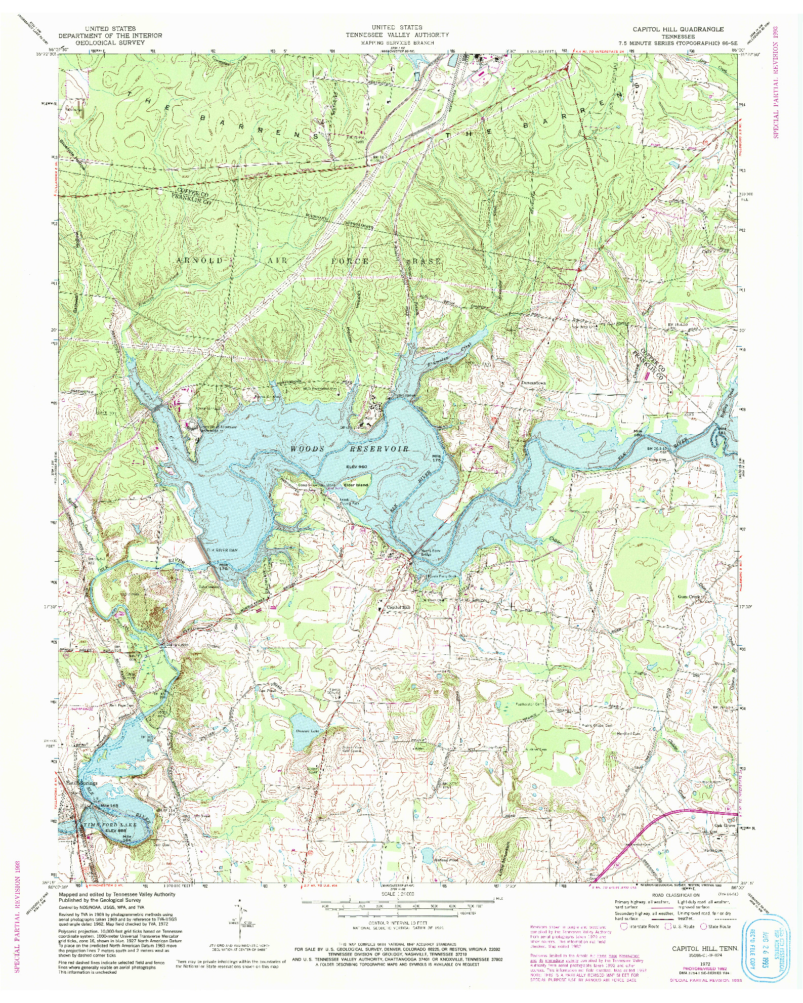 USGS 1:24000-SCALE QUADRANGLE FOR CAPITOL HILL, TN 1972
