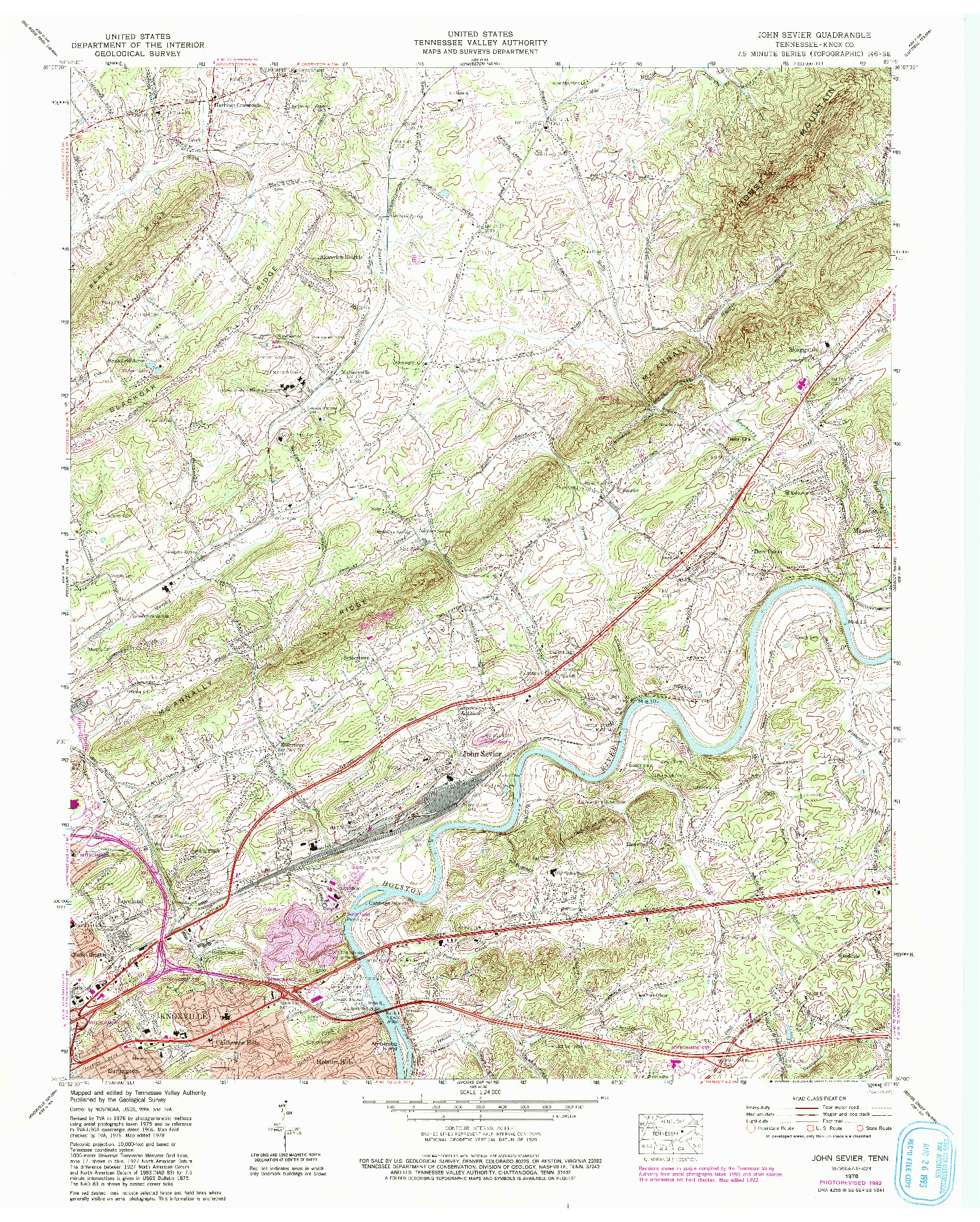 USGS 1:24000-SCALE QUADRANGLE FOR JOHN SEVIER, TN 1978