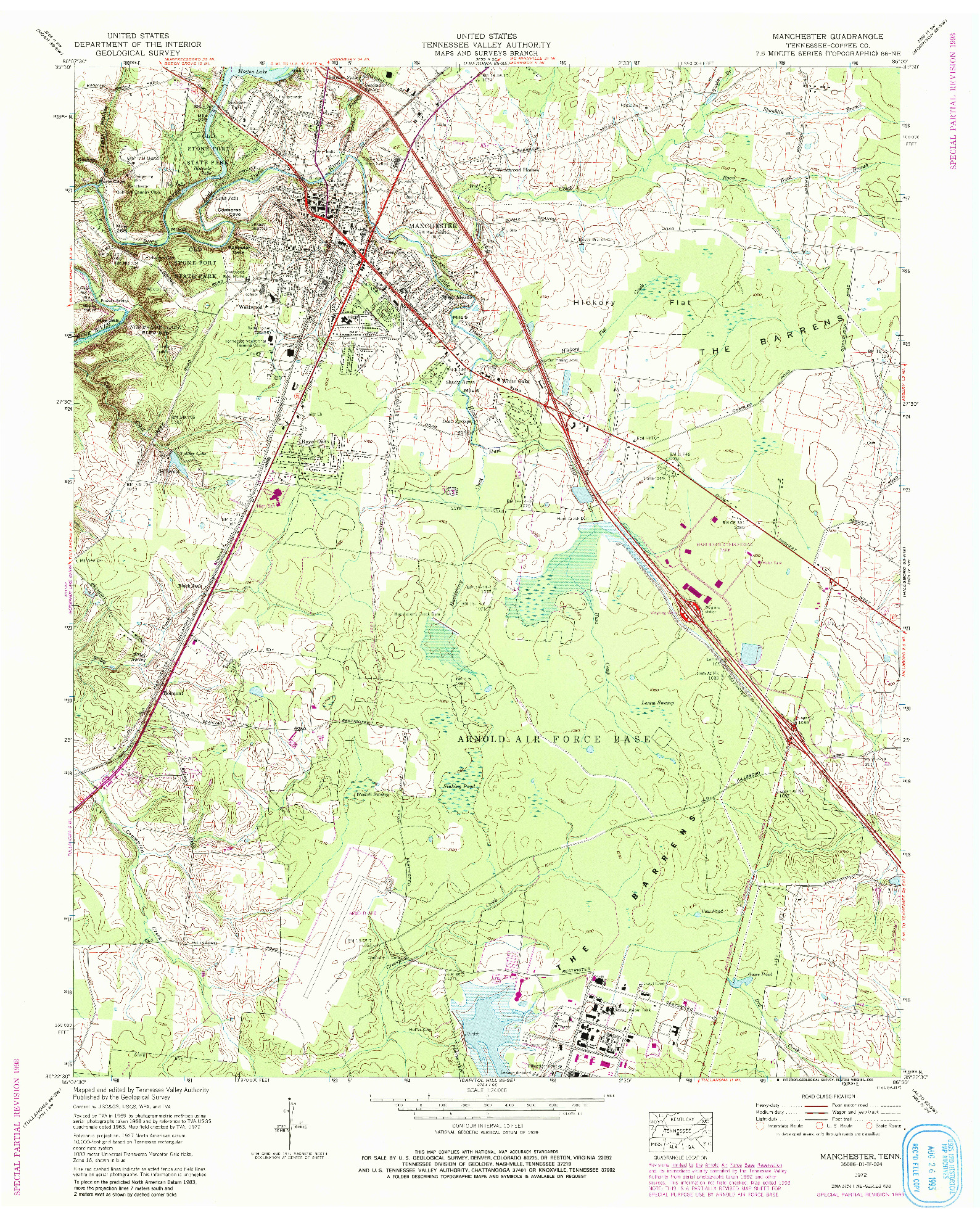USGS 1:24000-SCALE QUADRANGLE FOR MANCHESTER, TN 1972