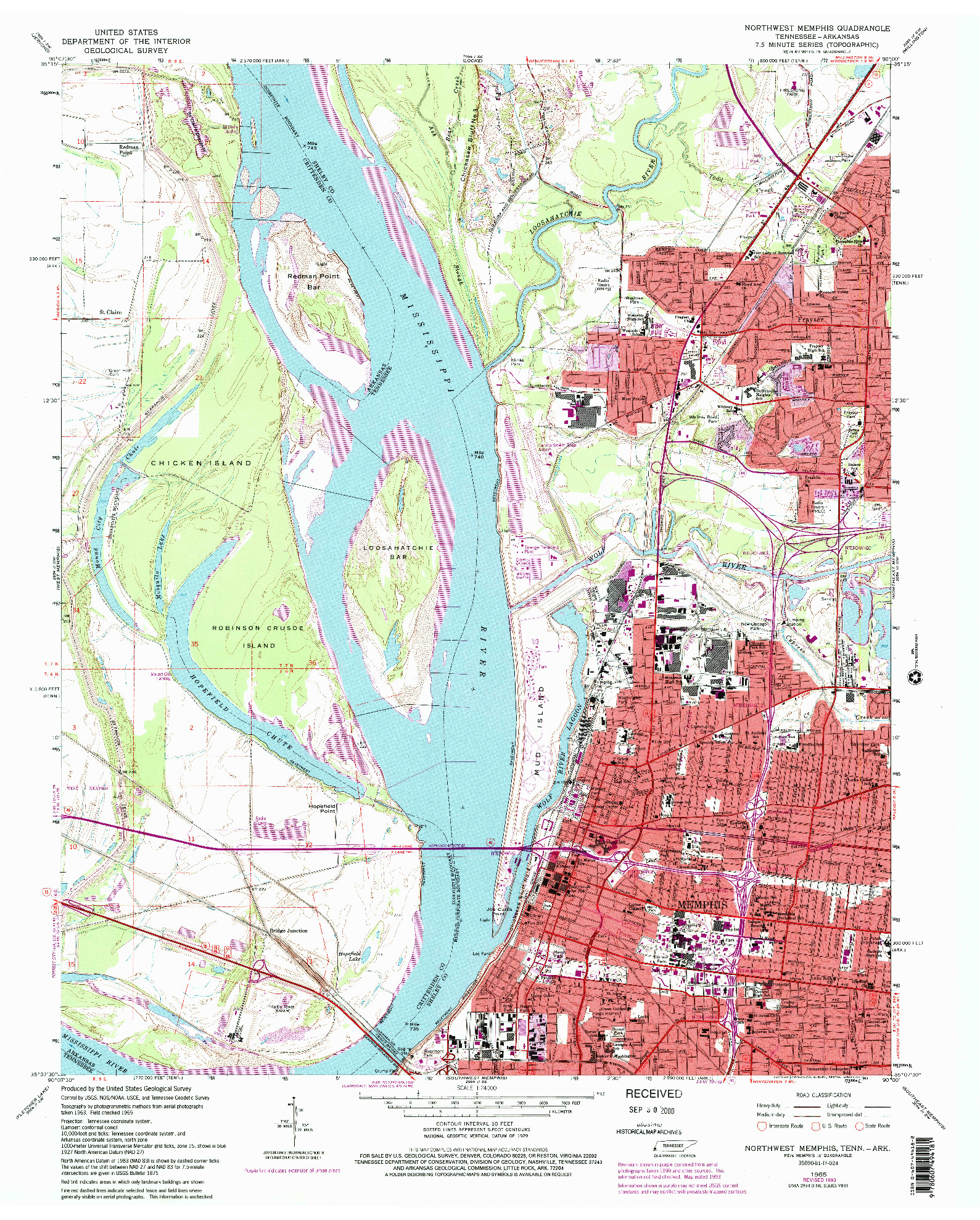 USGS 1:24000-SCALE QUADRANGLE FOR NORTHWEST MEMPHIS, TN 1965