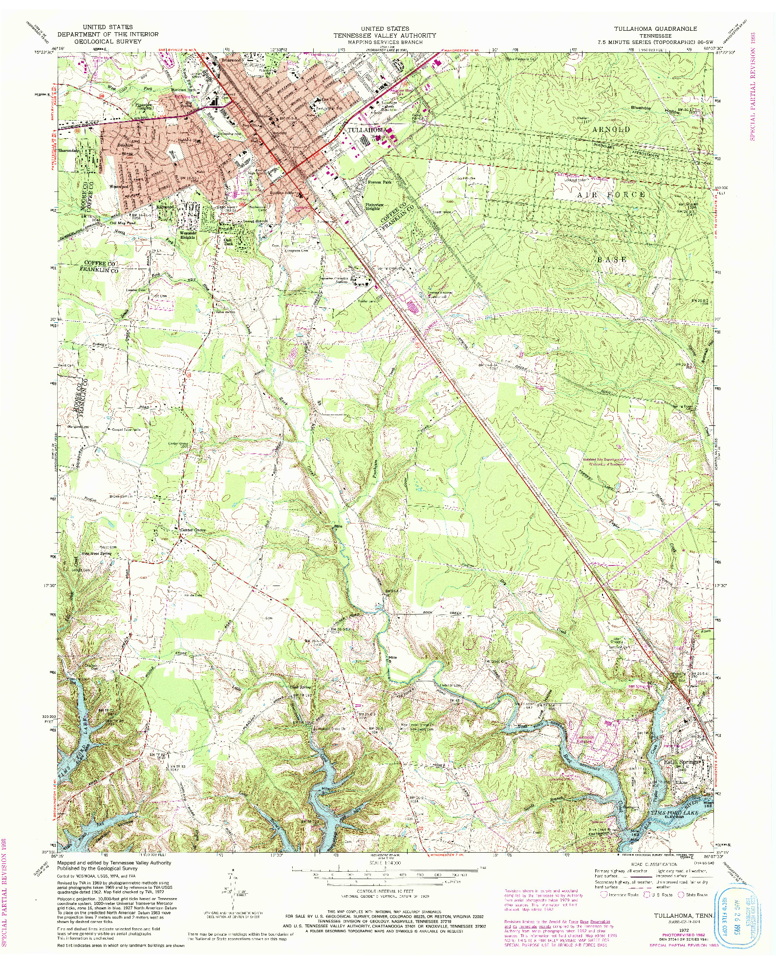 USGS 1:24000-SCALE QUADRANGLE FOR TULLAHOMA, TN 1972