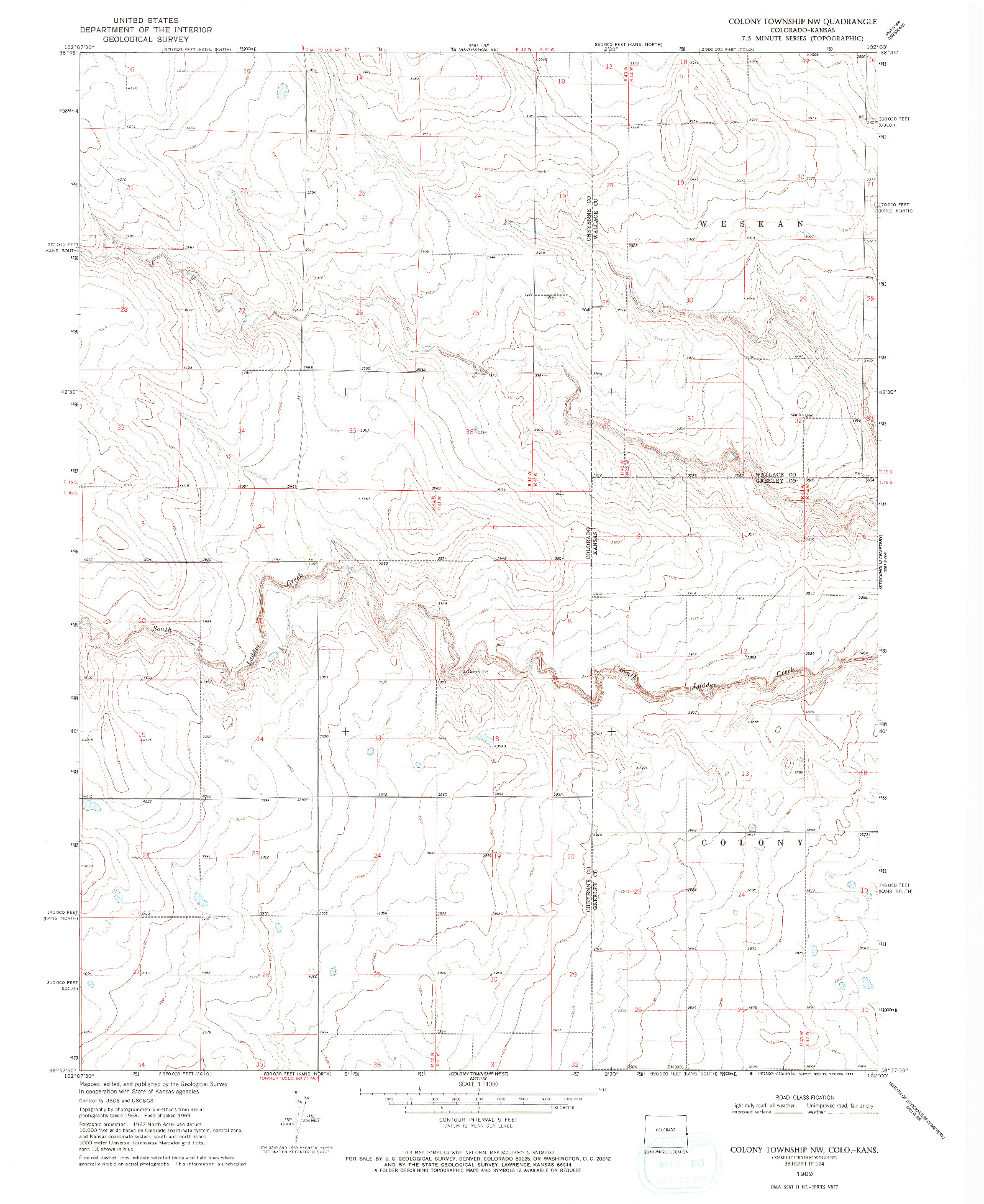 USGS 1:24000-SCALE QUADRANGLE FOR COLONY TOWNSHIP NW, CO 1969