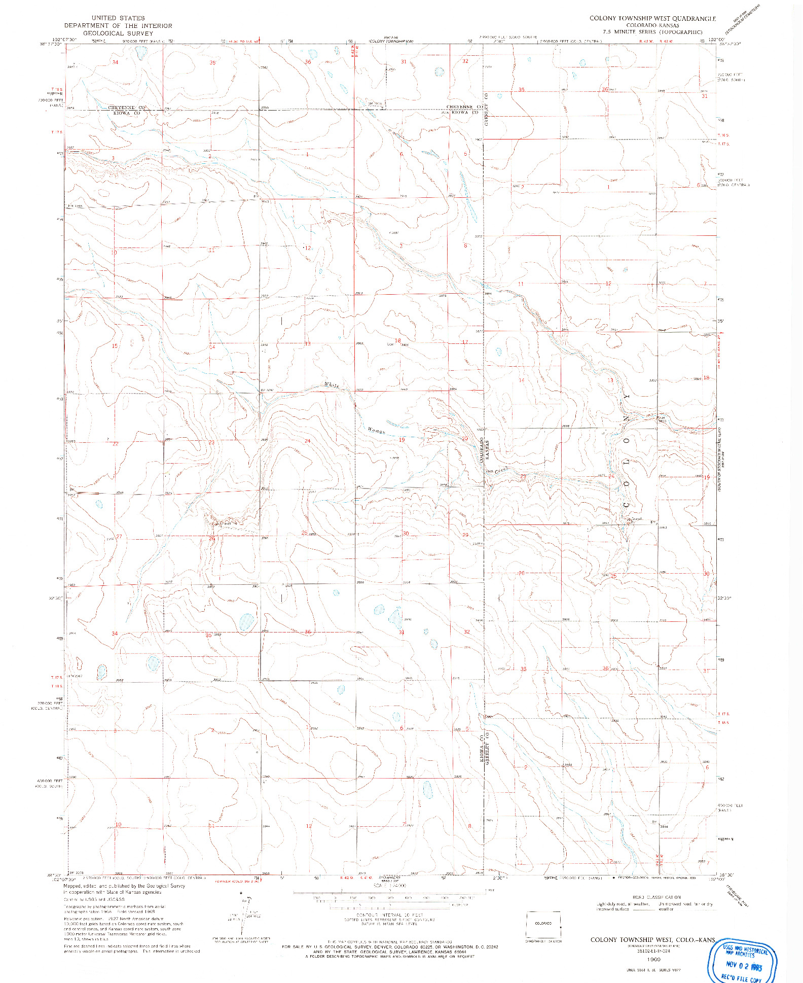 USGS 1:24000-SCALE QUADRANGLE FOR COLONY TOWNSHIP WEST, CO 1969