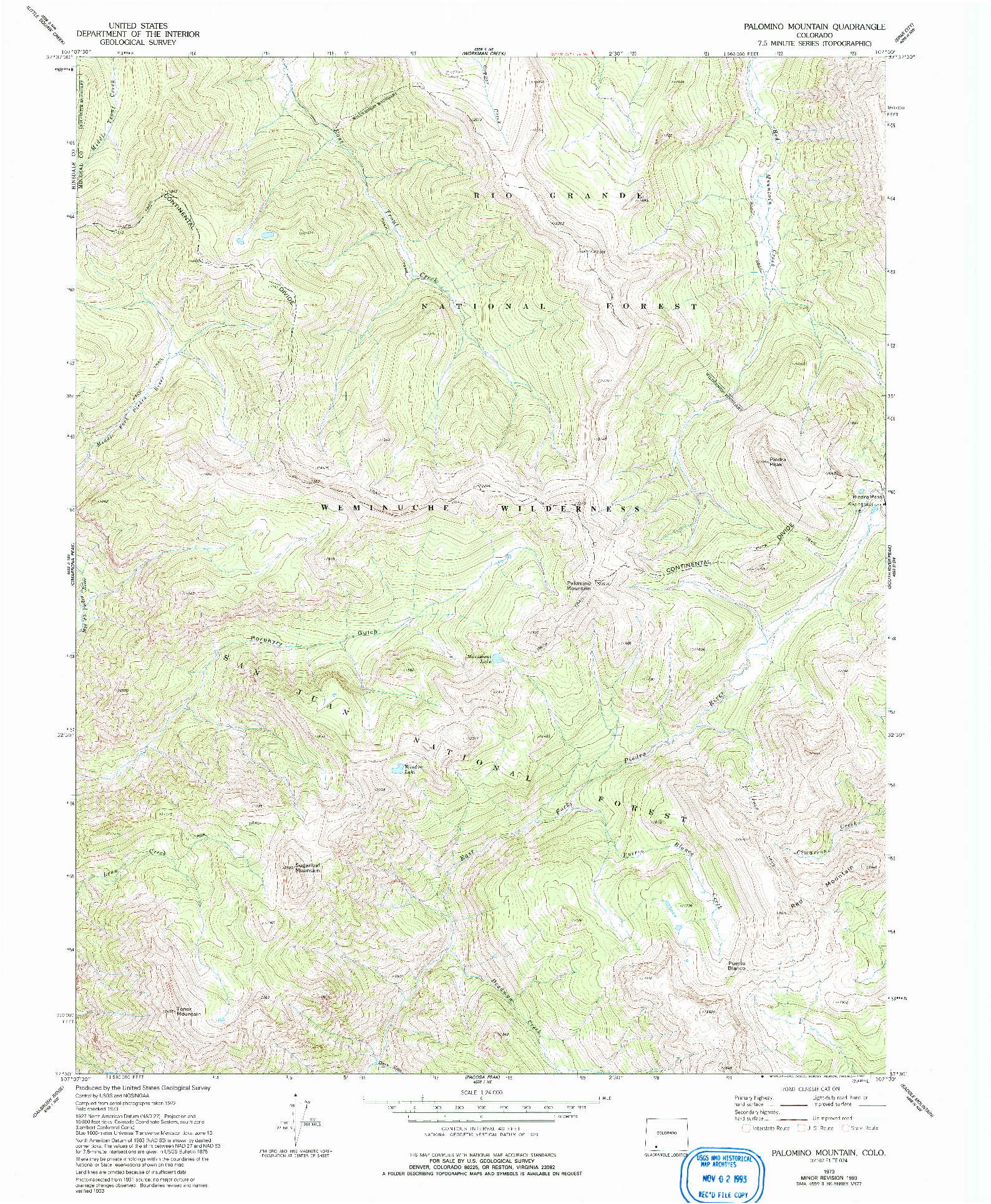 USGS 1:24000-SCALE QUADRANGLE FOR PALOMINO MOUNTAIN, CO 1973