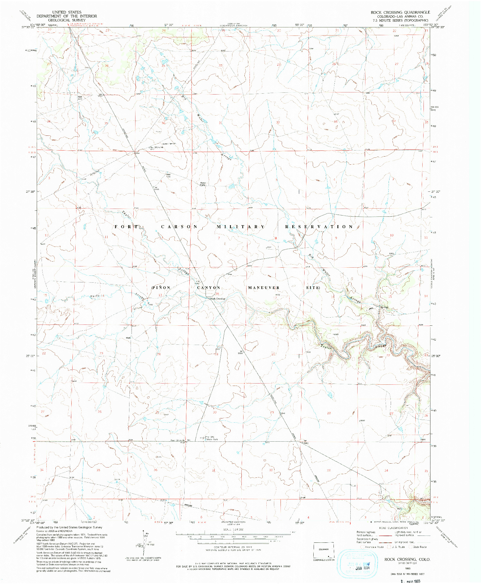 USGS 1:24000-SCALE QUADRANGLE FOR ROCK CROSSING, CO 1993