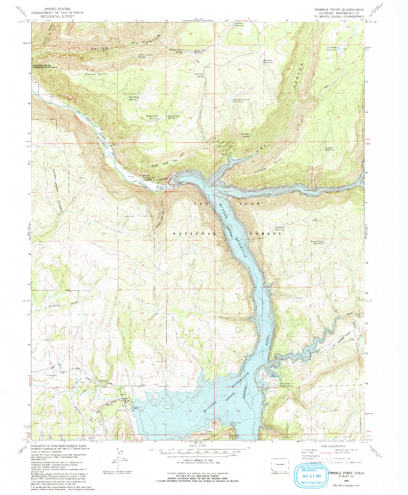USGS 1:24000-SCALE QUADRANGLE FOR TRIMBLE POINT, CO 1993