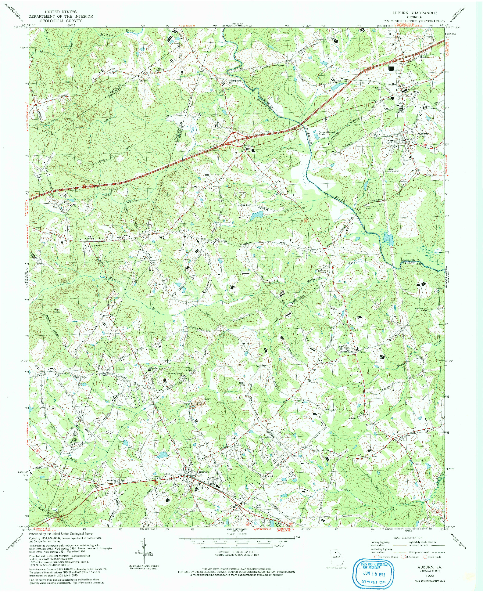 USGS 1:24000-SCALE QUADRANGLE FOR AUBURN, GA 1993