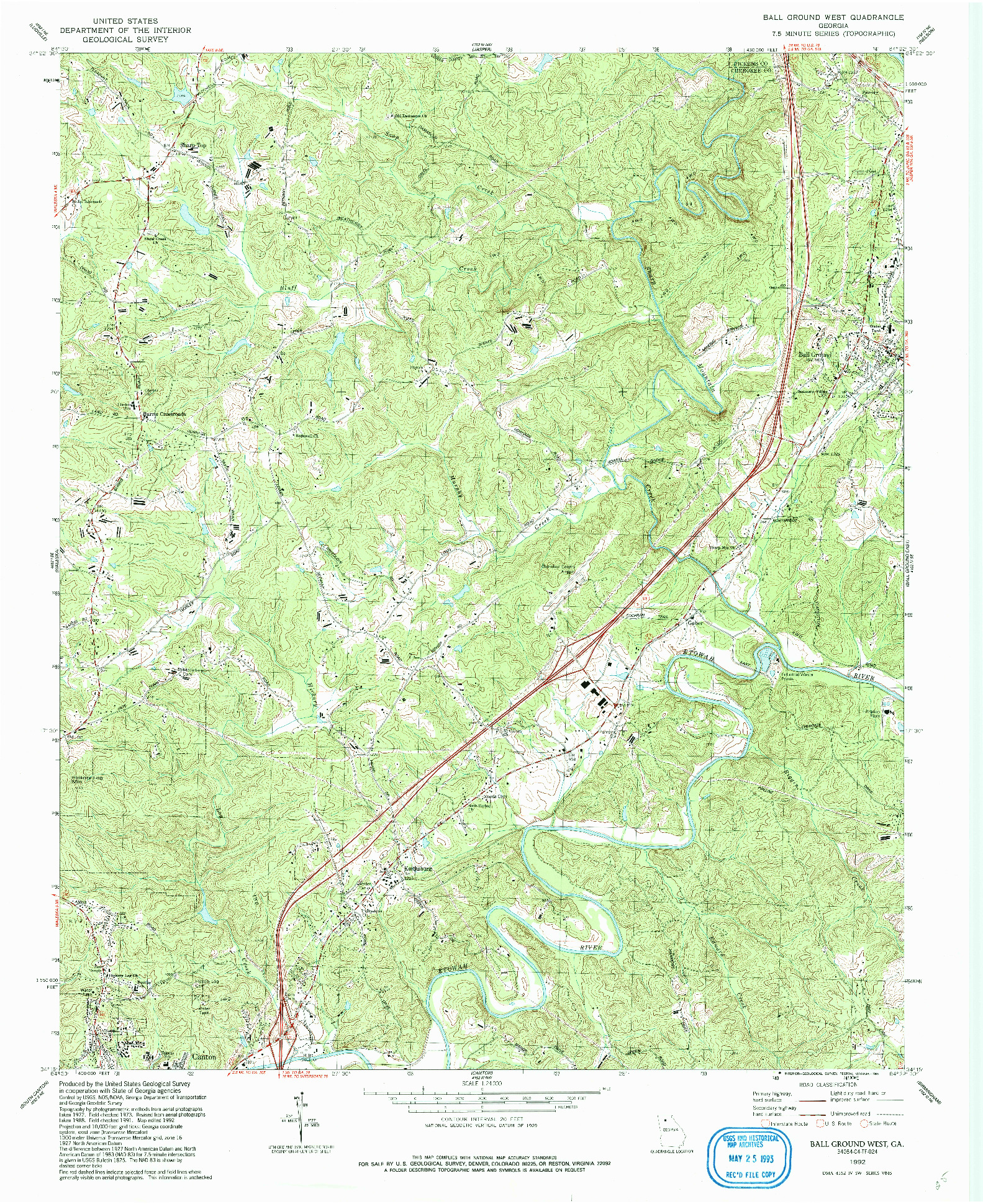 USGS 1:24000-SCALE QUADRANGLE FOR BALL GROUND WEST, GA 1992