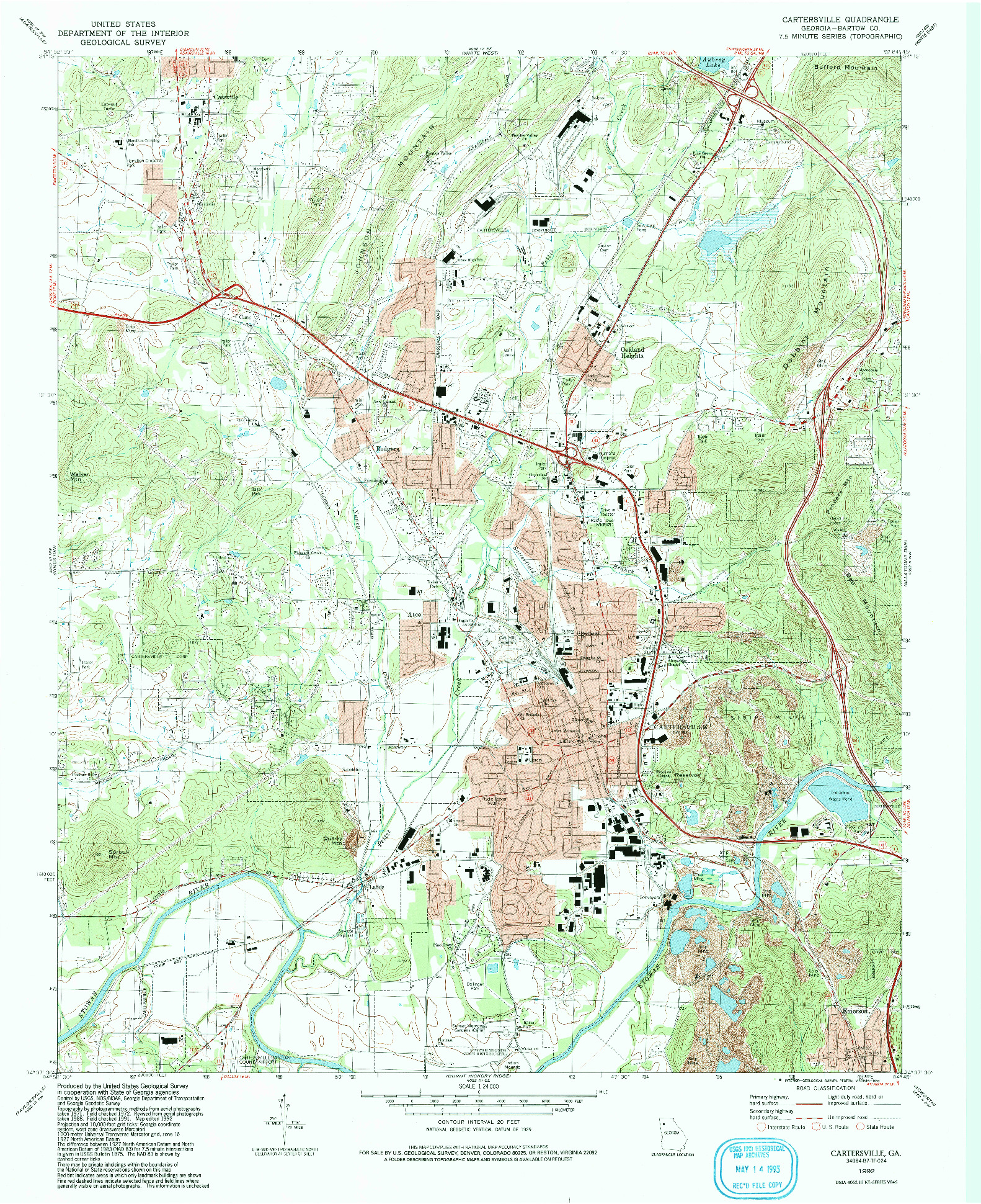 USGS 1:24000-SCALE QUADRANGLE FOR CARTERSVILLE, GA 1992