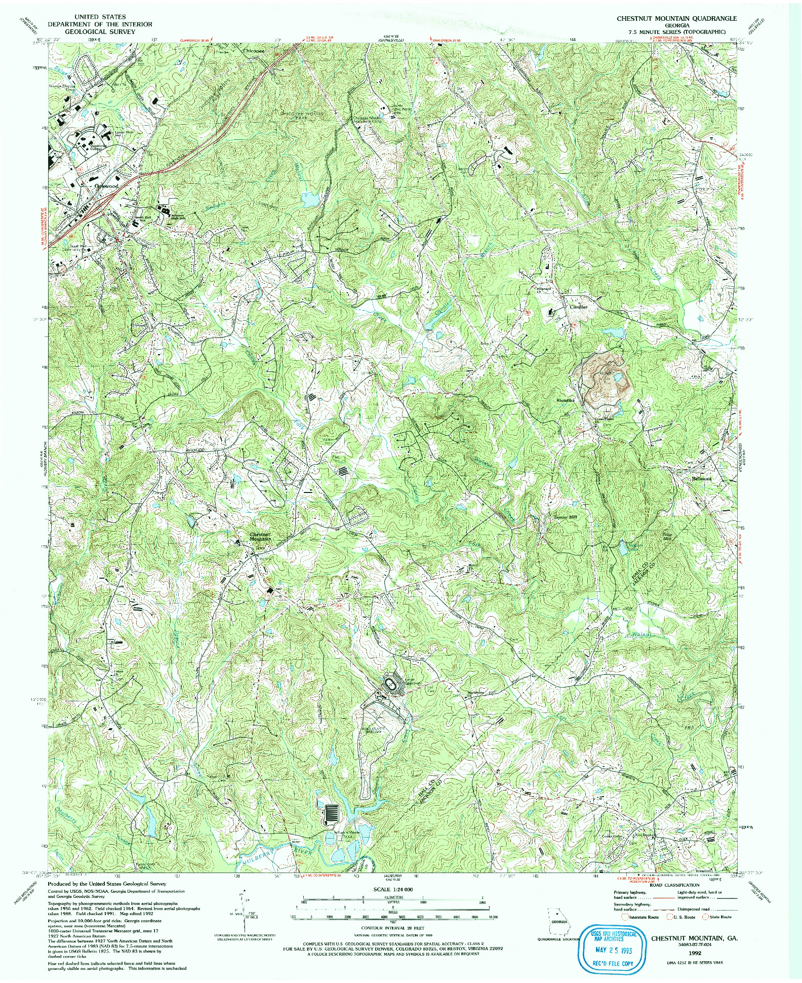 USGS 1:24000-SCALE QUADRANGLE FOR CHESTNUT MOUNTAIN, GA 1992