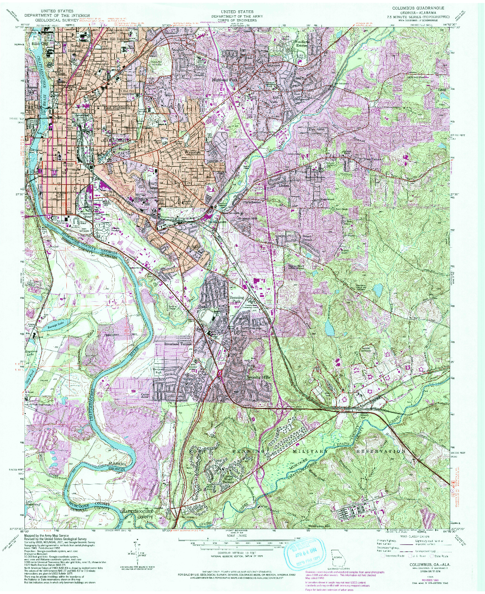 USGS 1:24000-SCALE QUADRANGLE FOR COLUMBUS, GA 1955