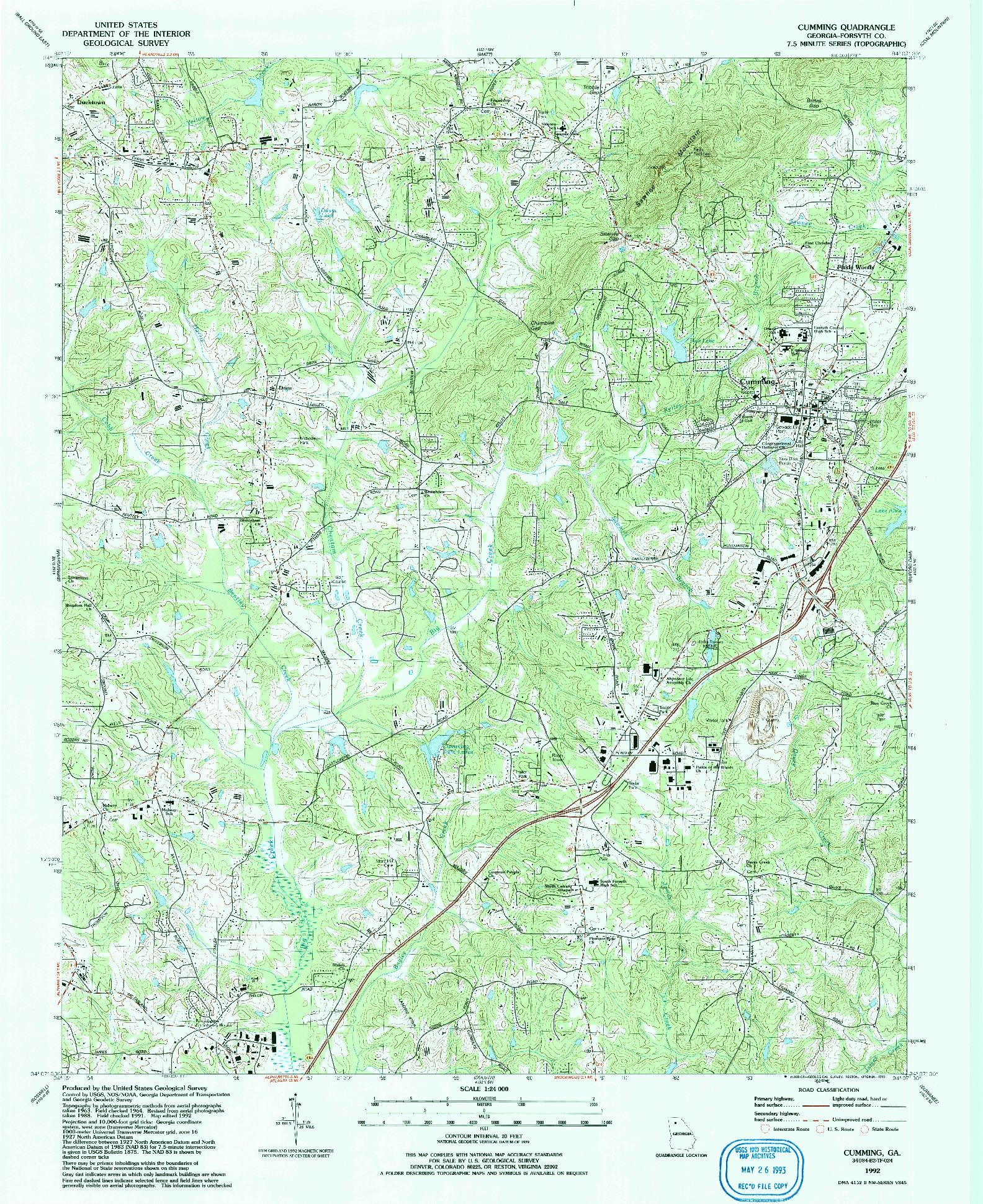 USGS 1:24000-SCALE QUADRANGLE FOR CUMMING, GA 1992