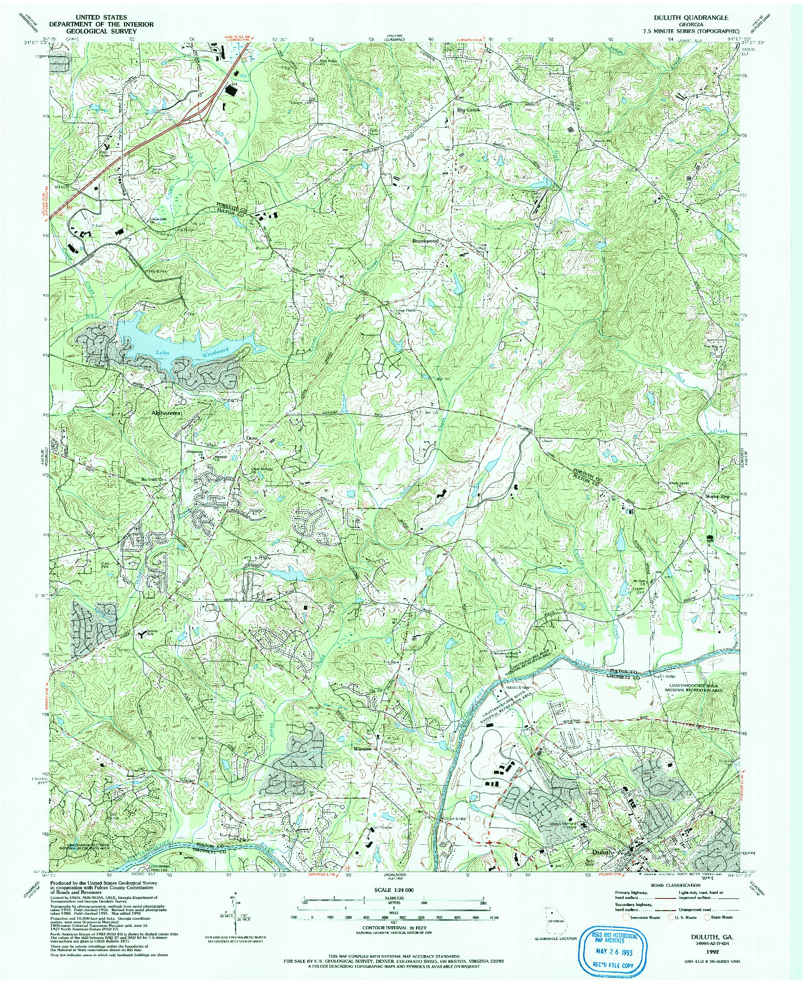 USGS 1:24000-SCALE QUADRANGLE FOR DULUTH, GA 1992