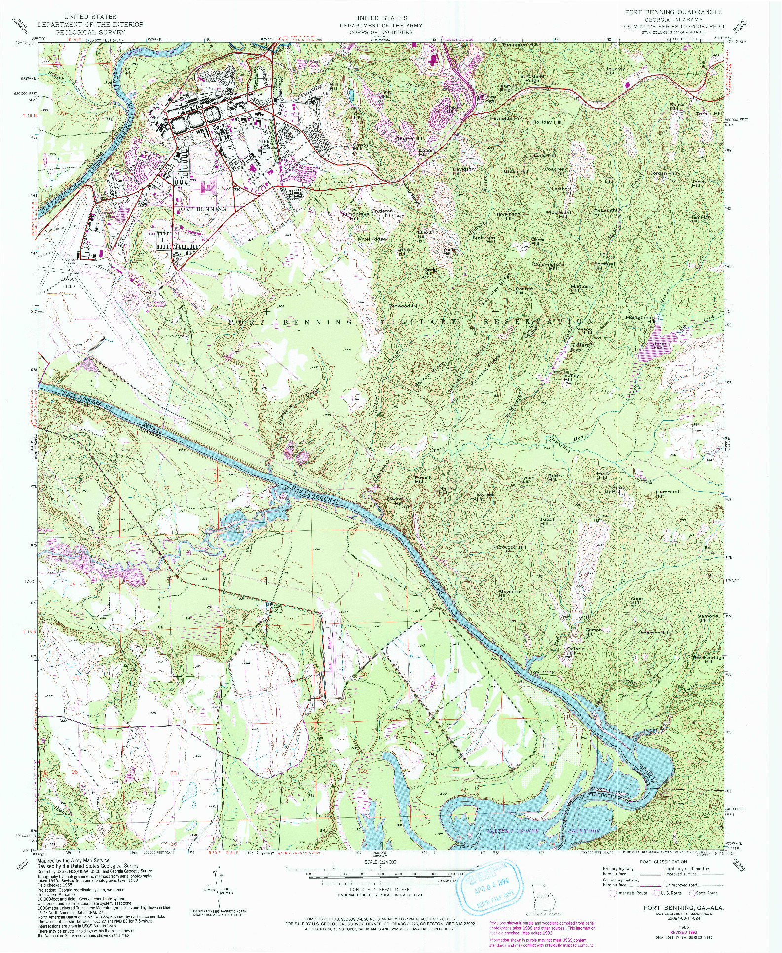 USGS 1:24000-SCALE QUADRANGLE FOR FORT BENNING, GA 1955