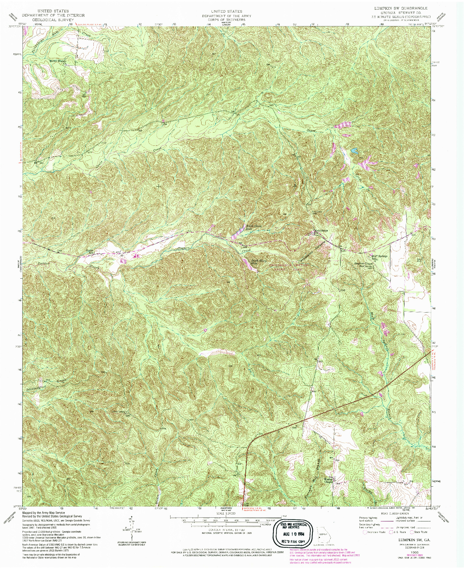USGS 1:24000-SCALE QUADRANGLE FOR LUMPKIN SW, GA 1955