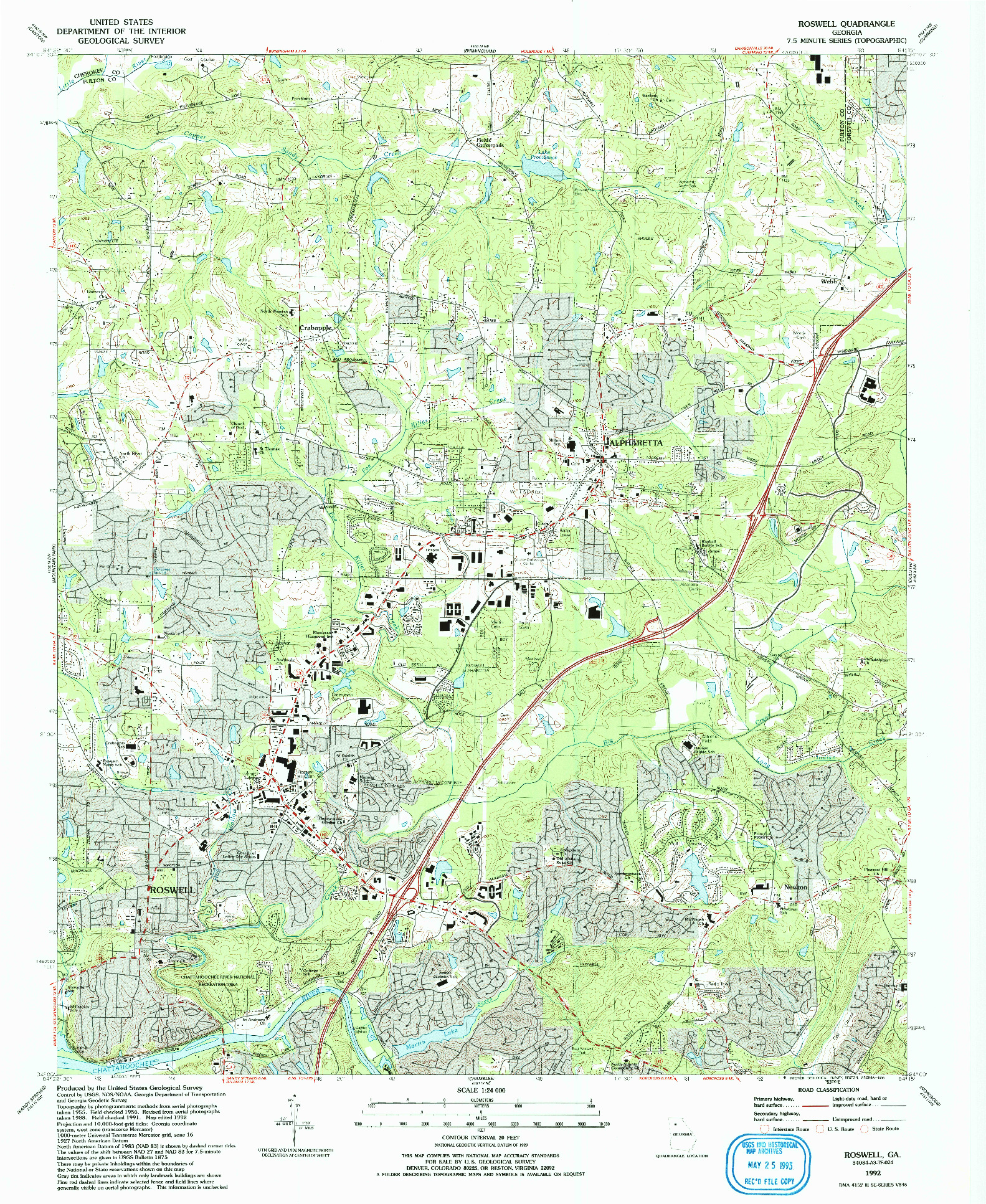 USGS 1:24000-SCALE QUADRANGLE FOR ROSWELL, GA 1992