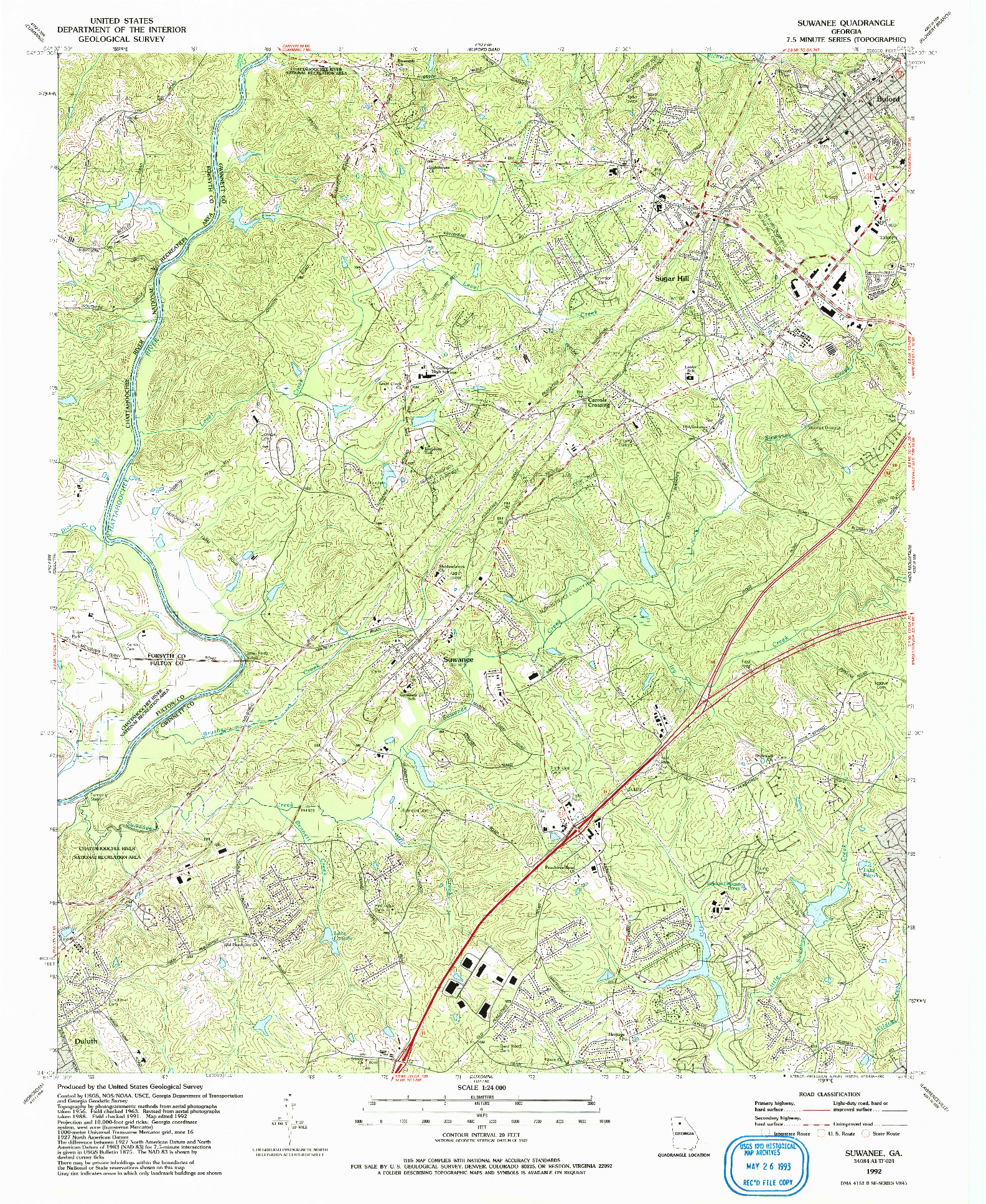 USGS 1:24000-SCALE QUADRANGLE FOR SUWANEE, GA 1992