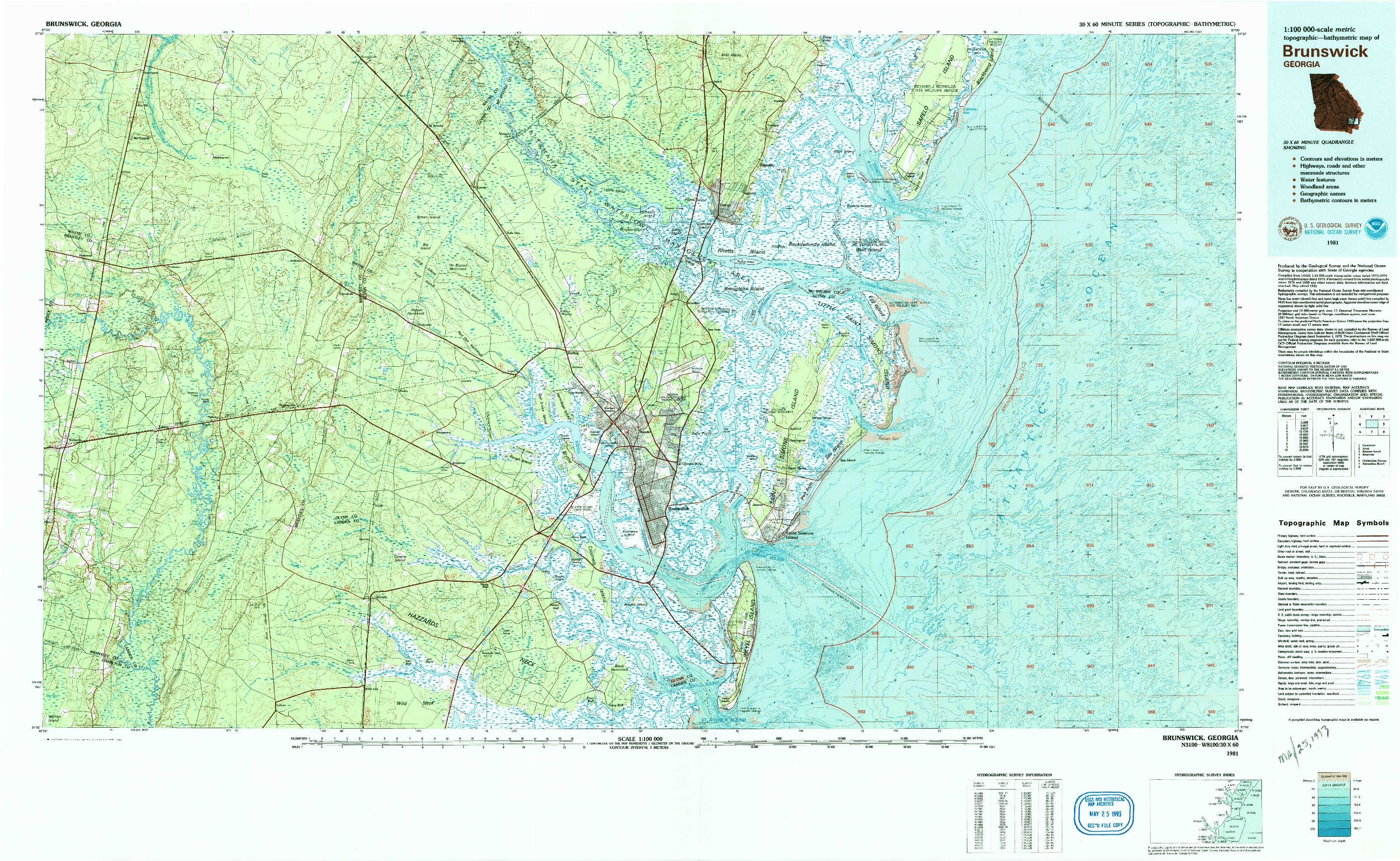 USGS 1:100000-SCALE QUADRANGLE FOR BRUNSWICK, GA 1981