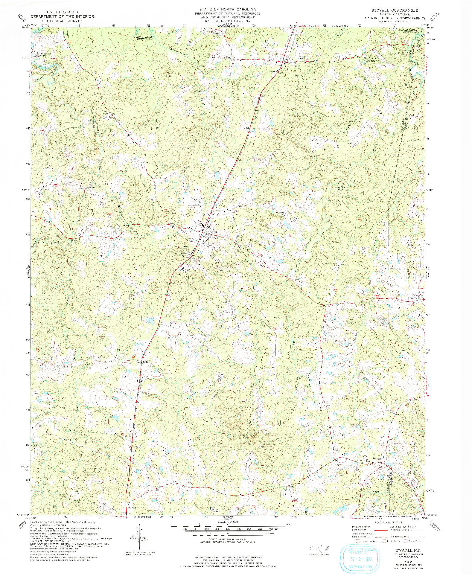 USGS 1:24000-SCALE QUADRANGLE FOR STOVALL, NC 1981