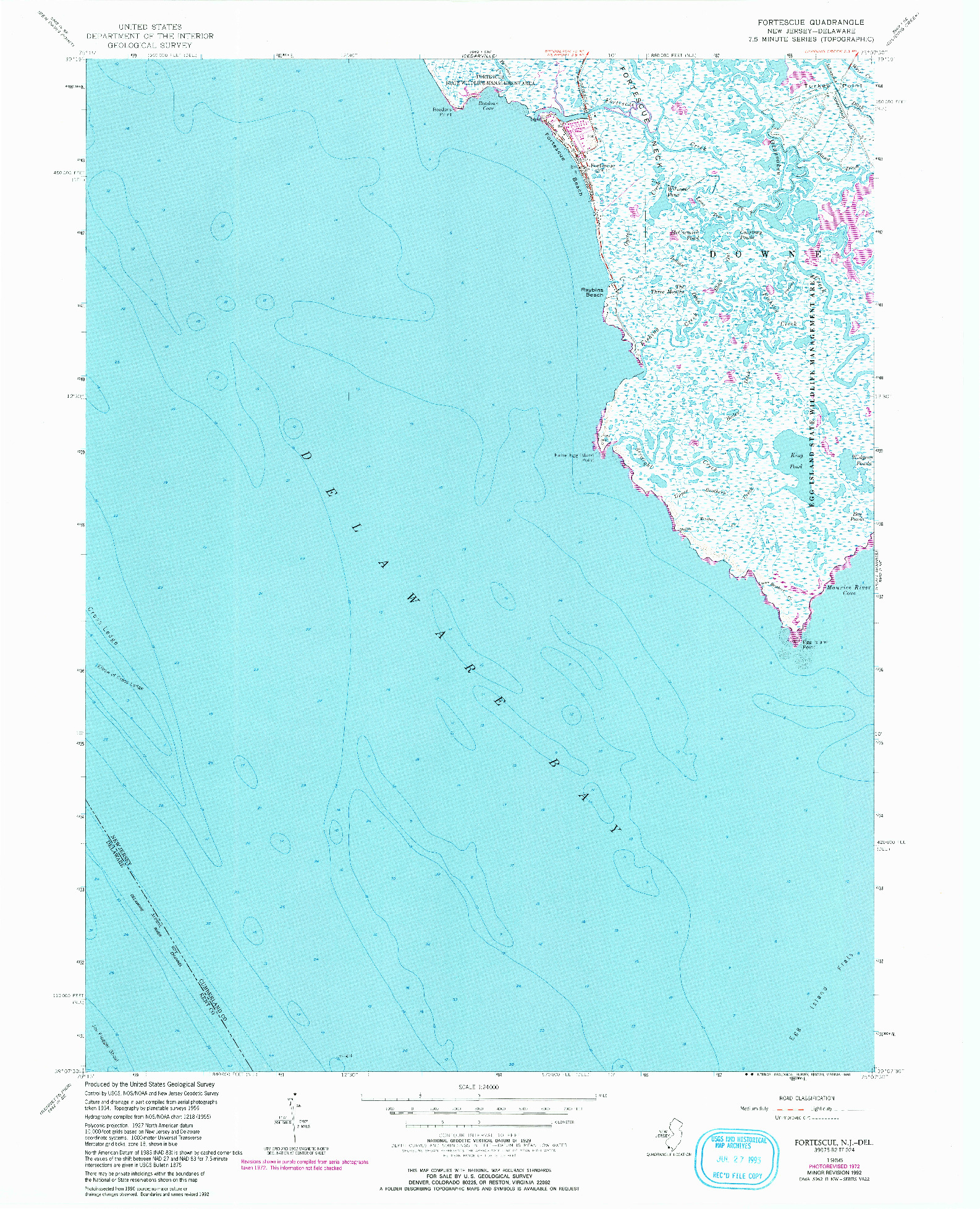 USGS 1:24000-SCALE QUADRANGLE FOR FORTESCUE, NJ 1956