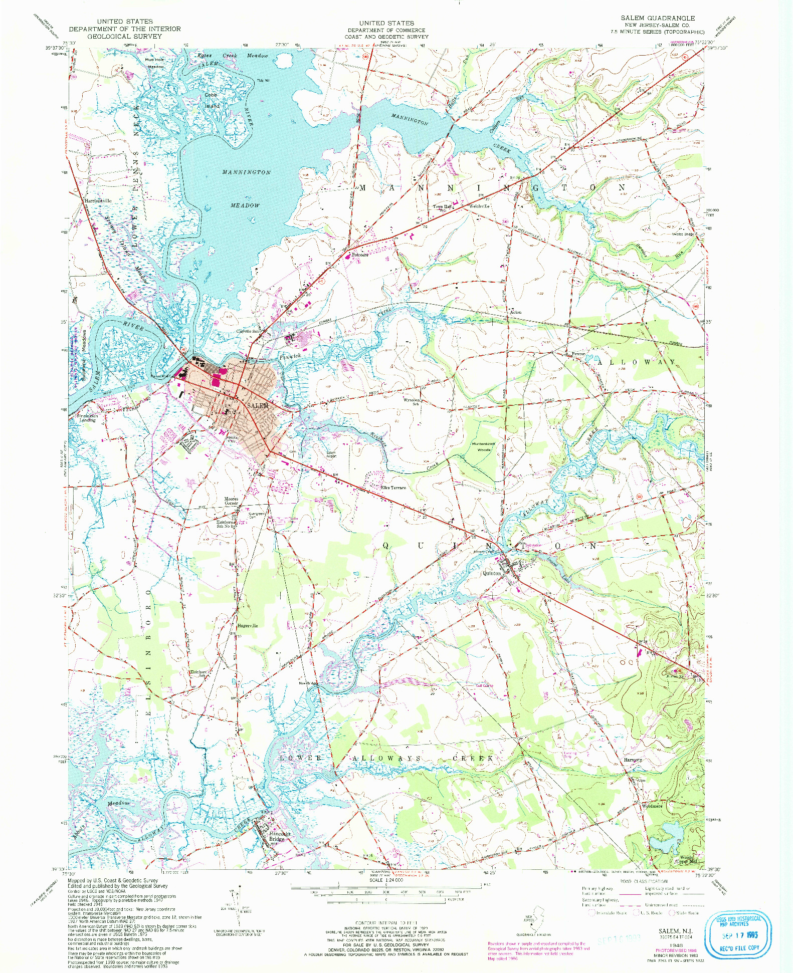 USGS 1:24000-SCALE QUADRANGLE FOR SALEM, NJ 1948