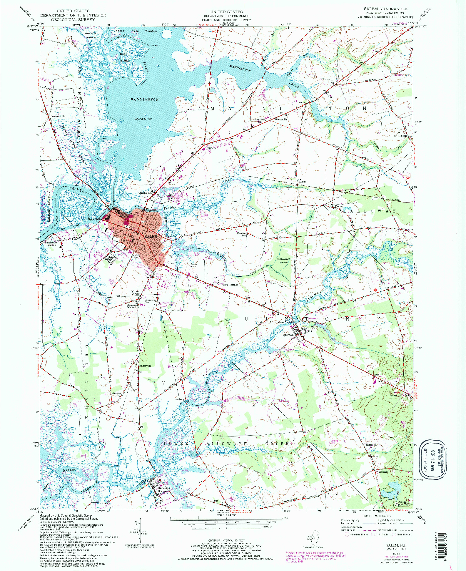 USGS 1:24000-SCALE QUADRANGLE FOR SALEM, NJ 1948