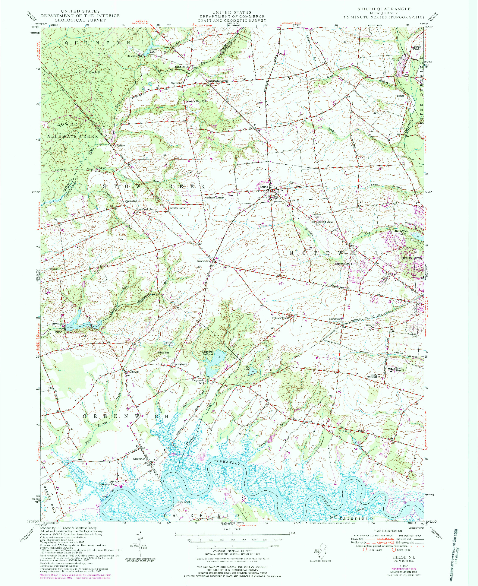 USGS 1:24000-SCALE QUADRANGLE FOR SHILOH, NJ 1947