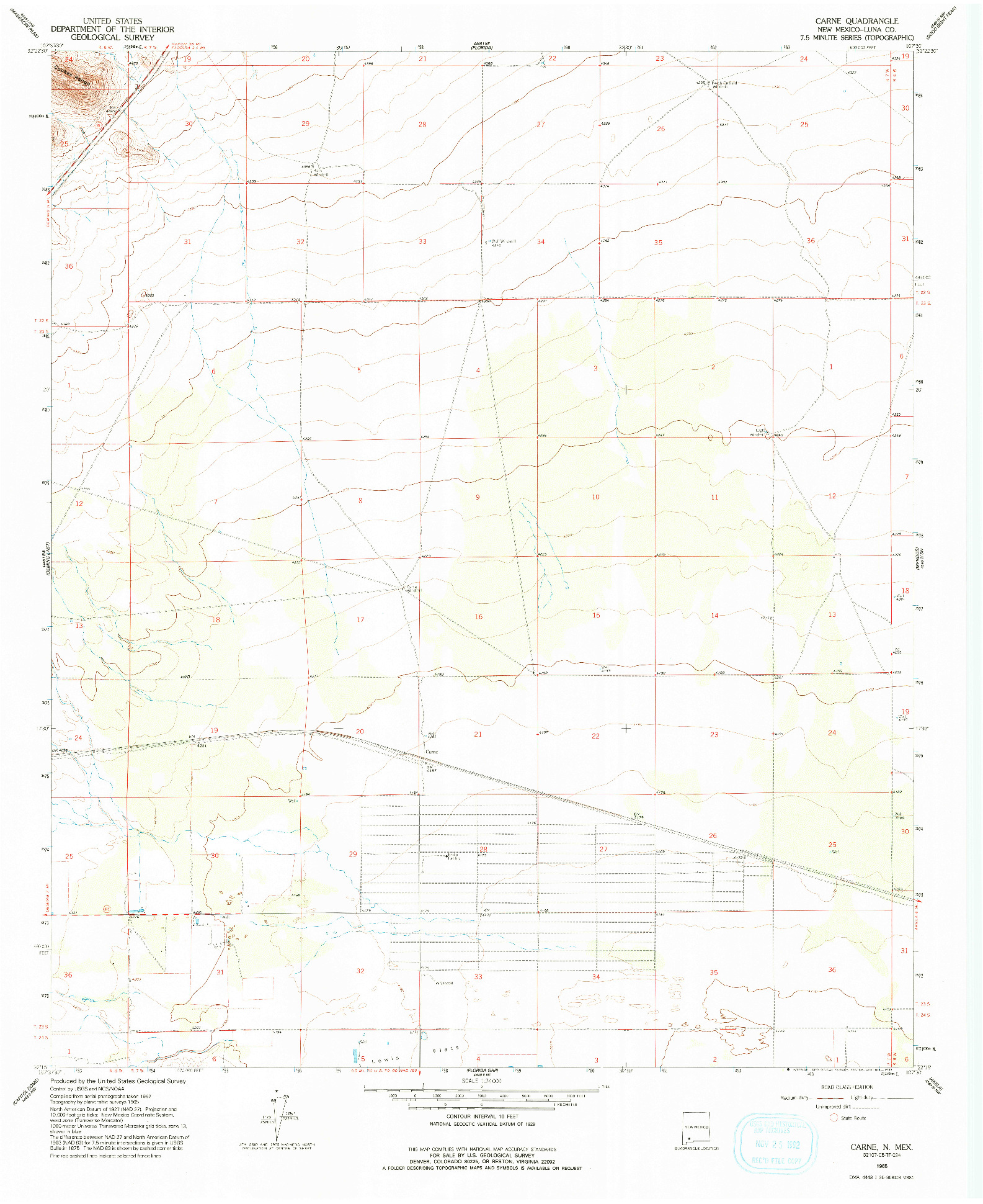 USGS 1:24000-SCALE QUADRANGLE FOR CARNE, NM 1965