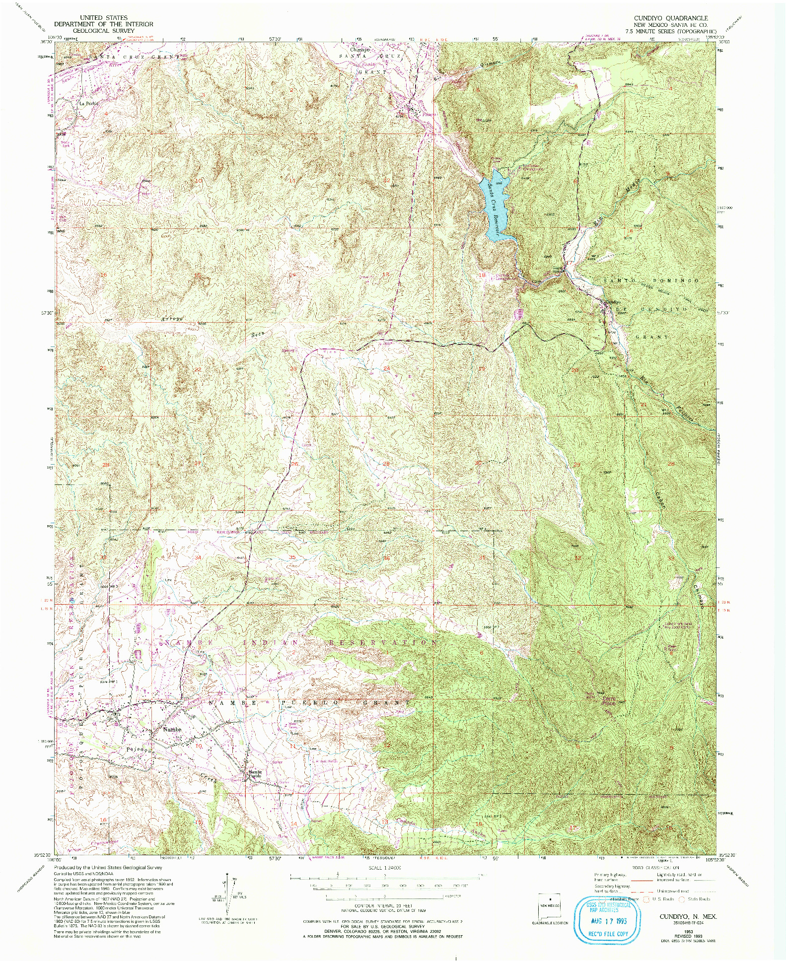 USGS 1:24000-SCALE QUADRANGLE FOR CUNDIYO, NM 1953