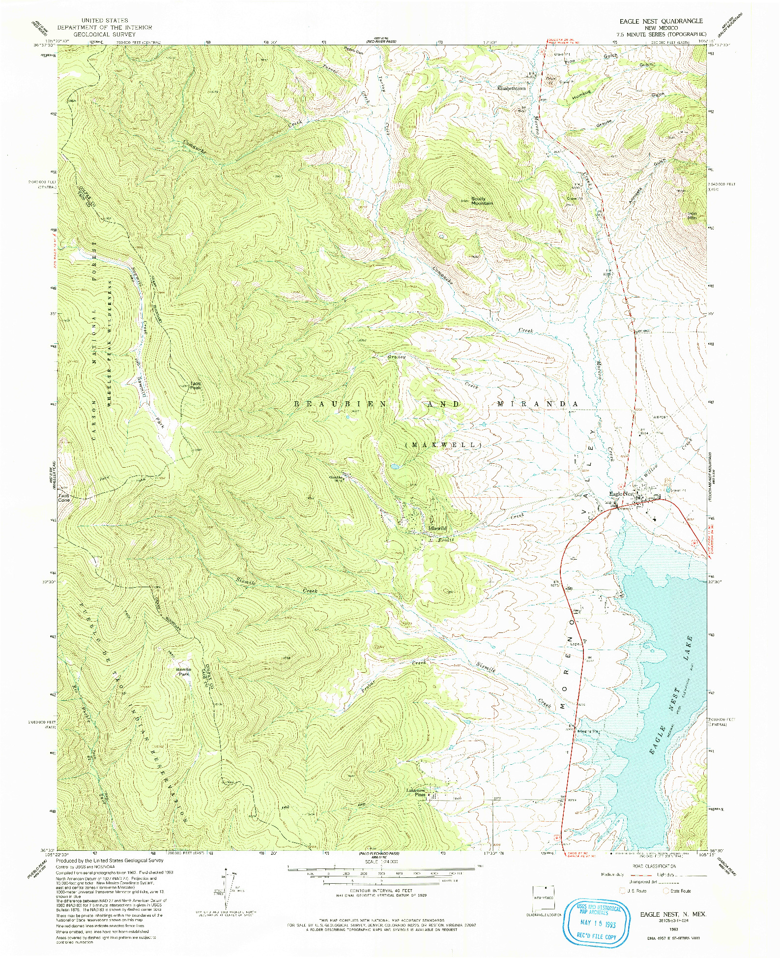 USGS 1:24000-SCALE QUADRANGLE FOR EAGLE NEST, NM 1963
