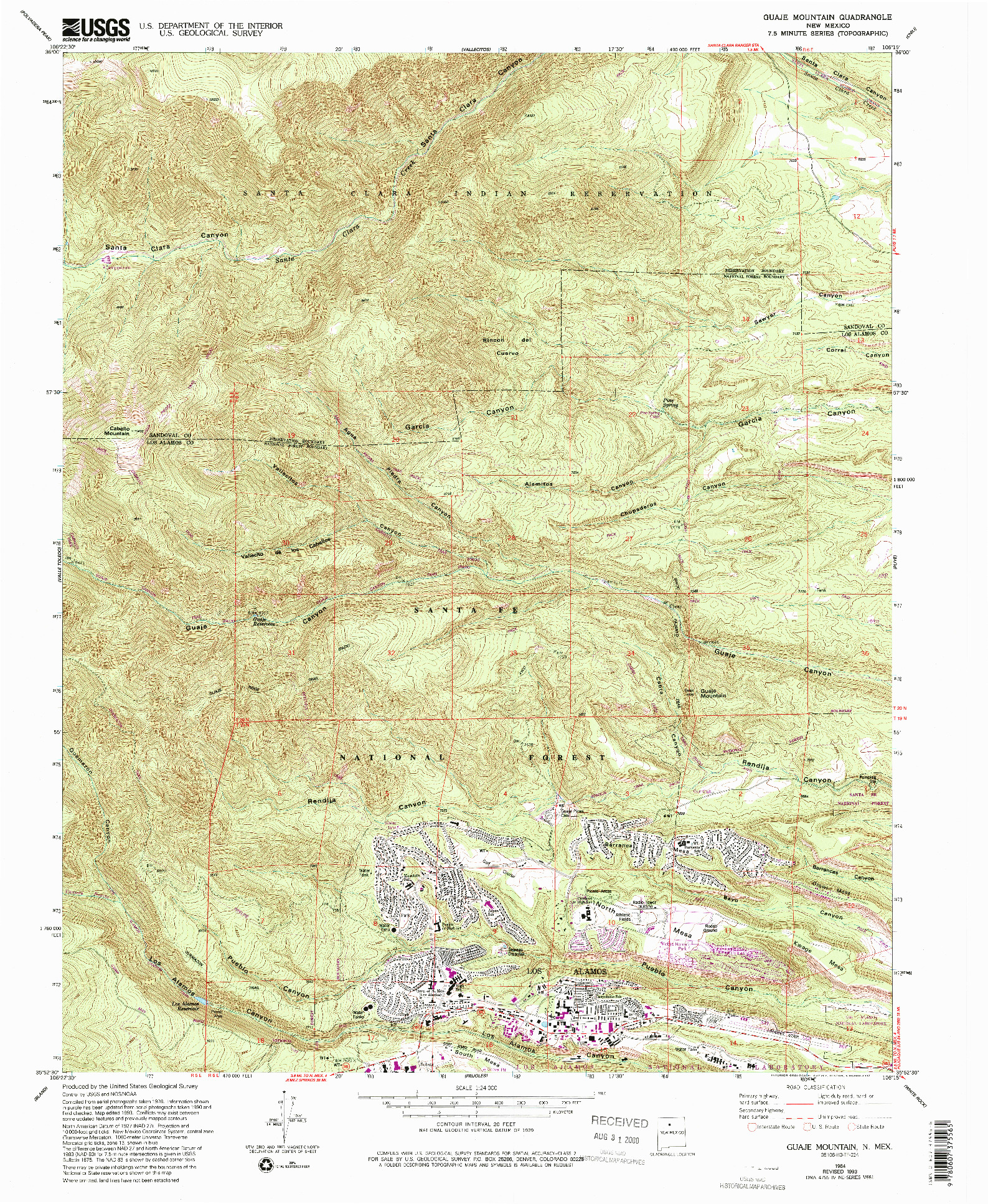 USGS 1:24000-SCALE QUADRANGLE FOR GUAJE MOUNTAIN, NM 1984