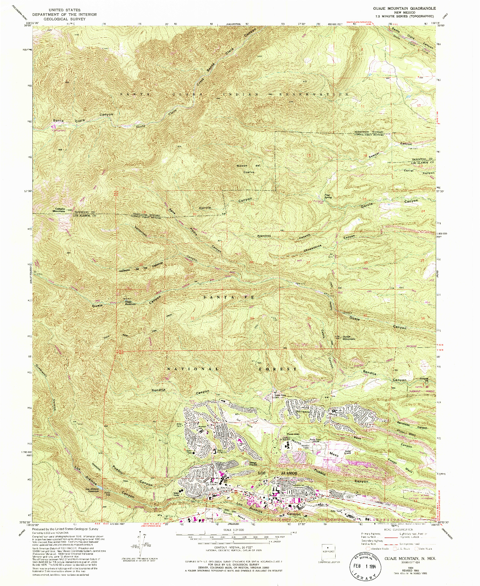 USGS 1:24000-SCALE QUADRANGLE FOR GUAJE MOUNTAIN, NM 1984