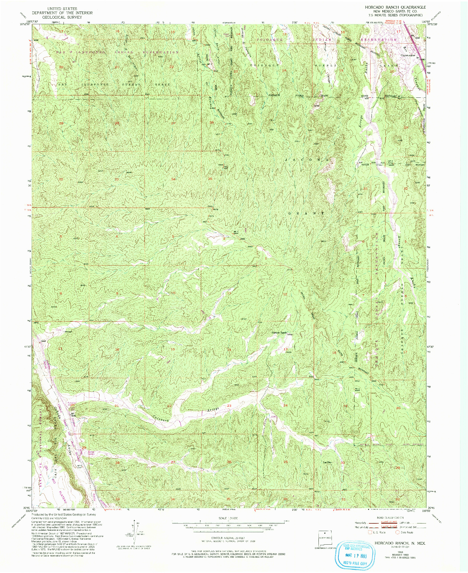 USGS 1:24000-SCALE QUADRANGLE FOR HORCADO RANCH, NM 1953