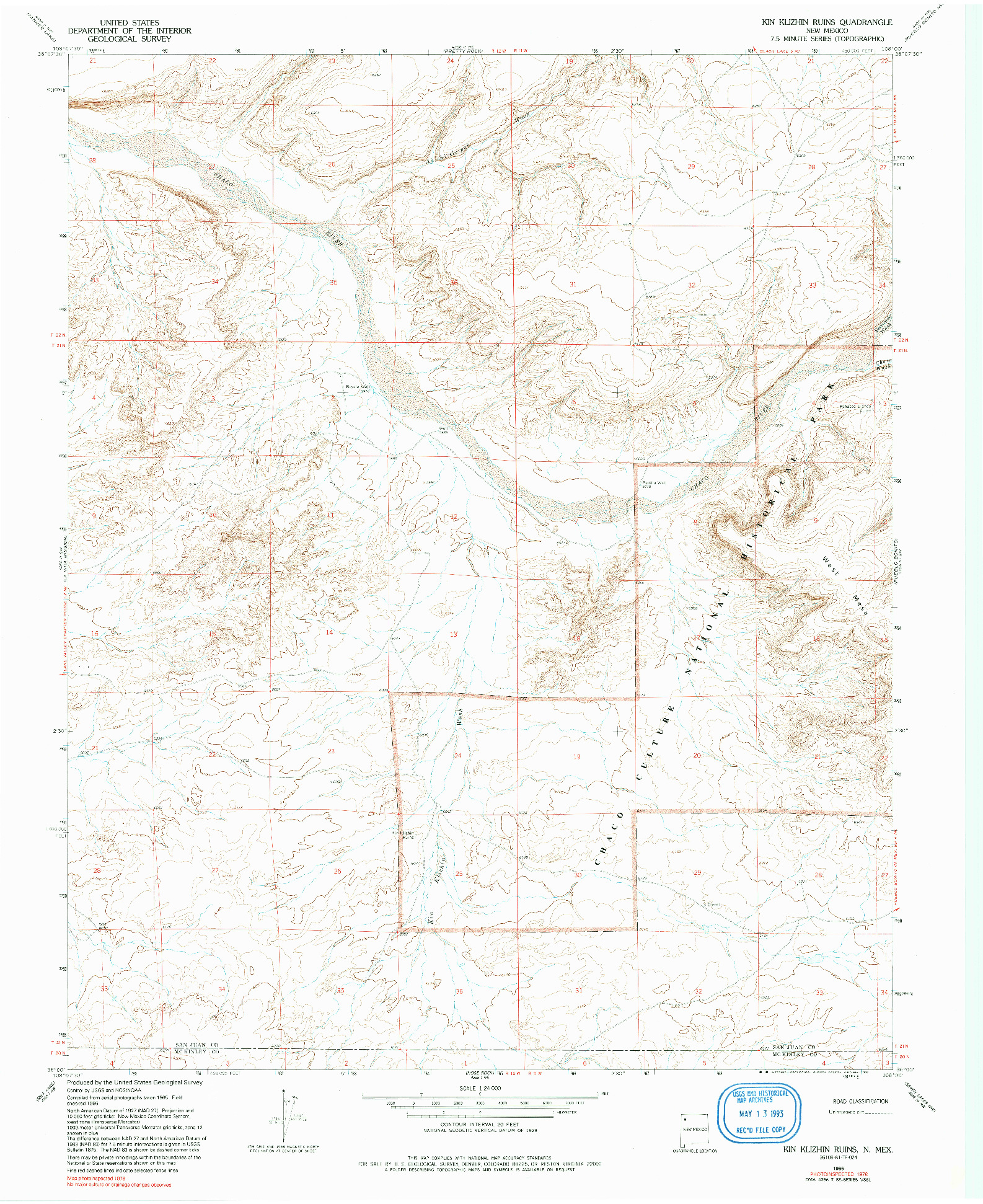 USGS 1:24000-SCALE QUADRANGLE FOR KIN KLIZHIN RUINS, NM 1966