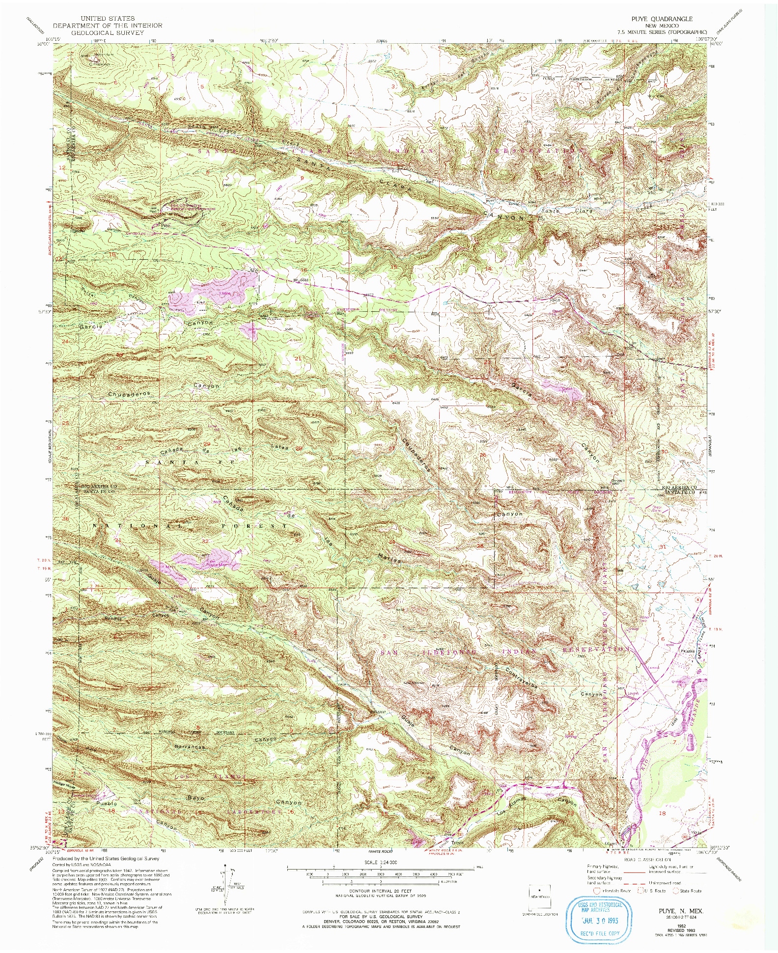 USGS 1:24000-SCALE QUADRANGLE FOR PUYE, NM 1952