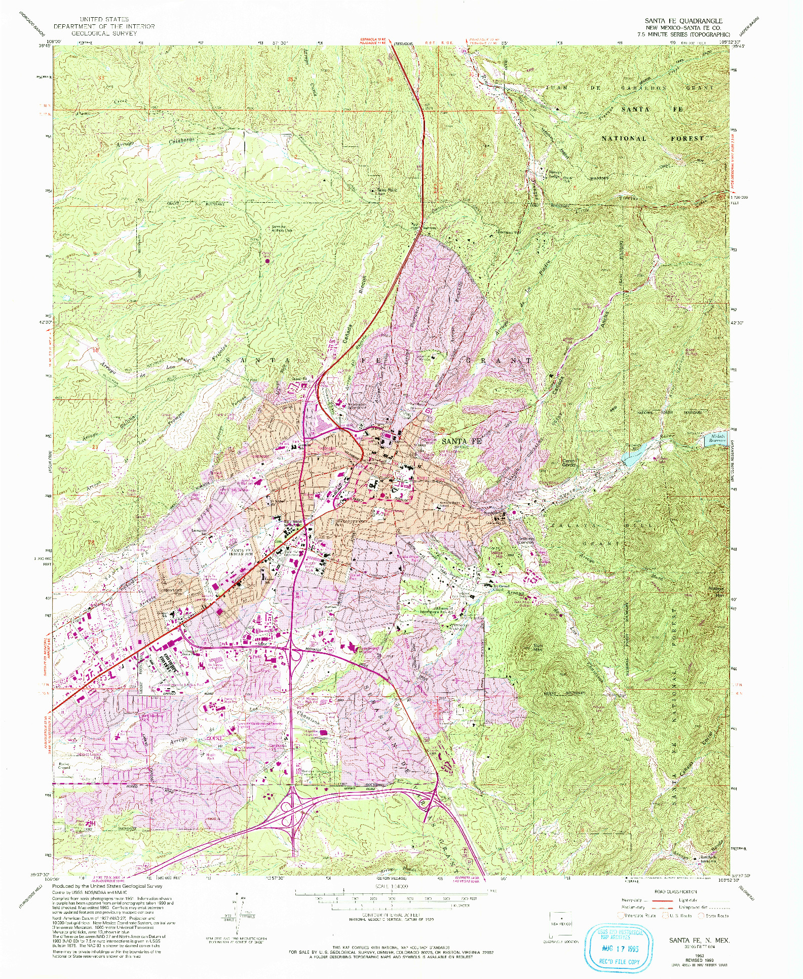 USGS 1:24000-SCALE QUADRANGLE FOR SANTA FE, NM 1952