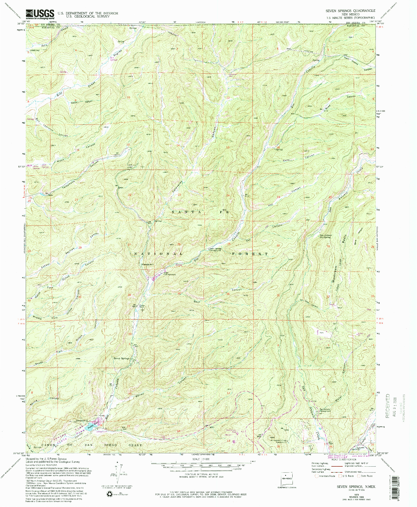 USGS 1:24000-SCALE QUADRANGLE FOR SEVEN SPRINGS, NM 1970