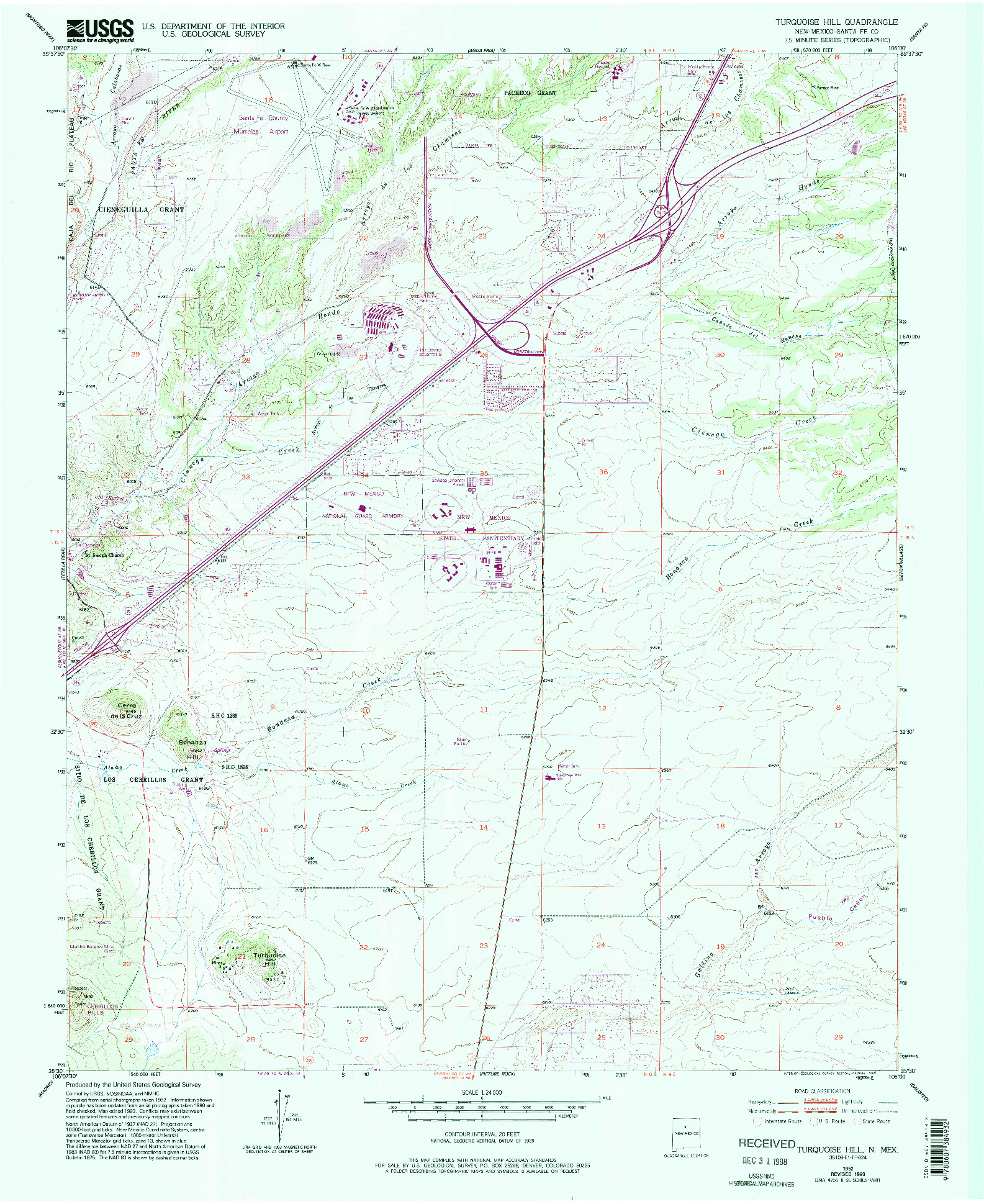 USGS 1:24000-SCALE QUADRANGLE FOR TURQUOISE HILL, NM 1952