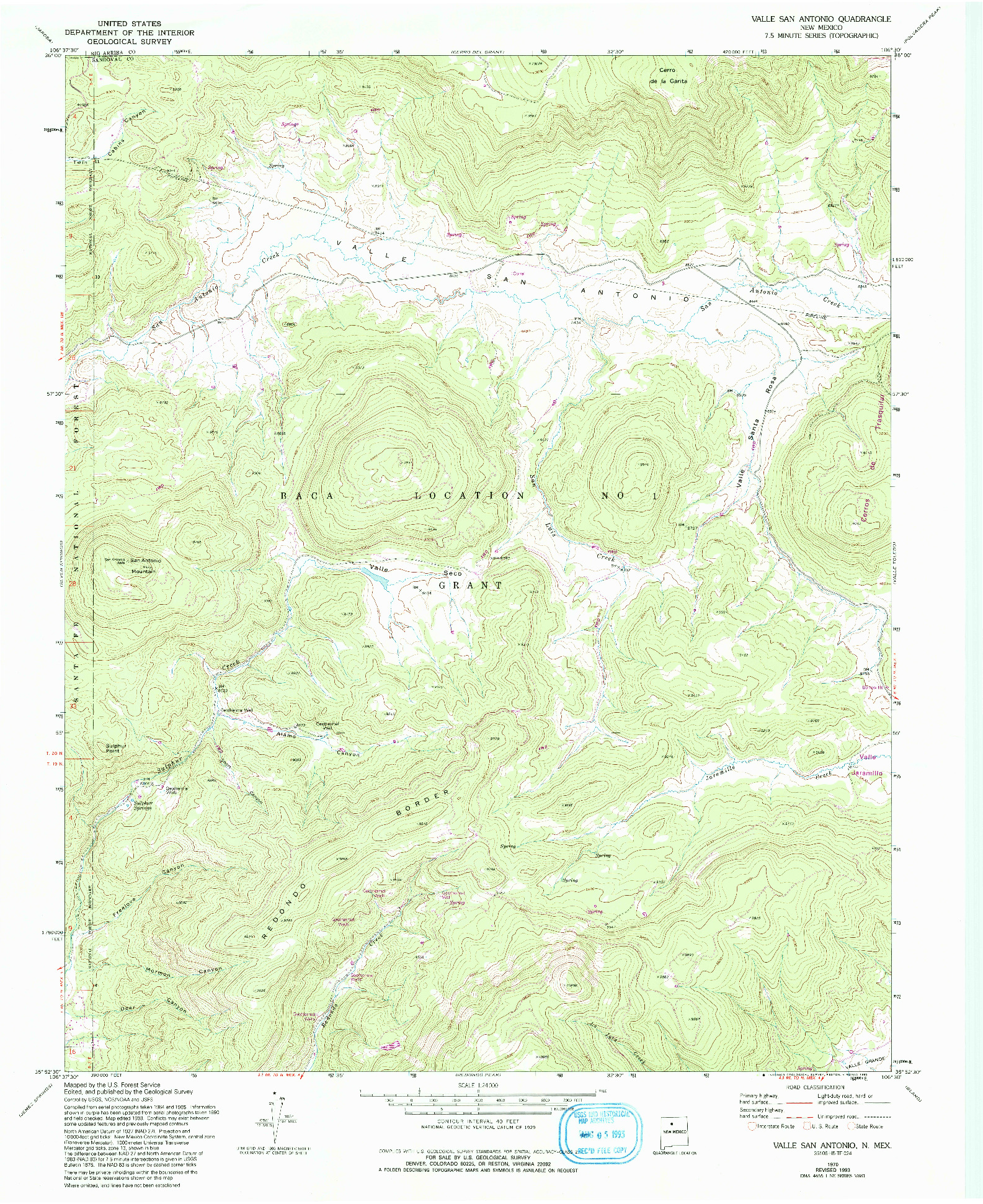 USGS 1:24000-SCALE QUADRANGLE FOR VALLE SAN ANTONIO, NM 1970